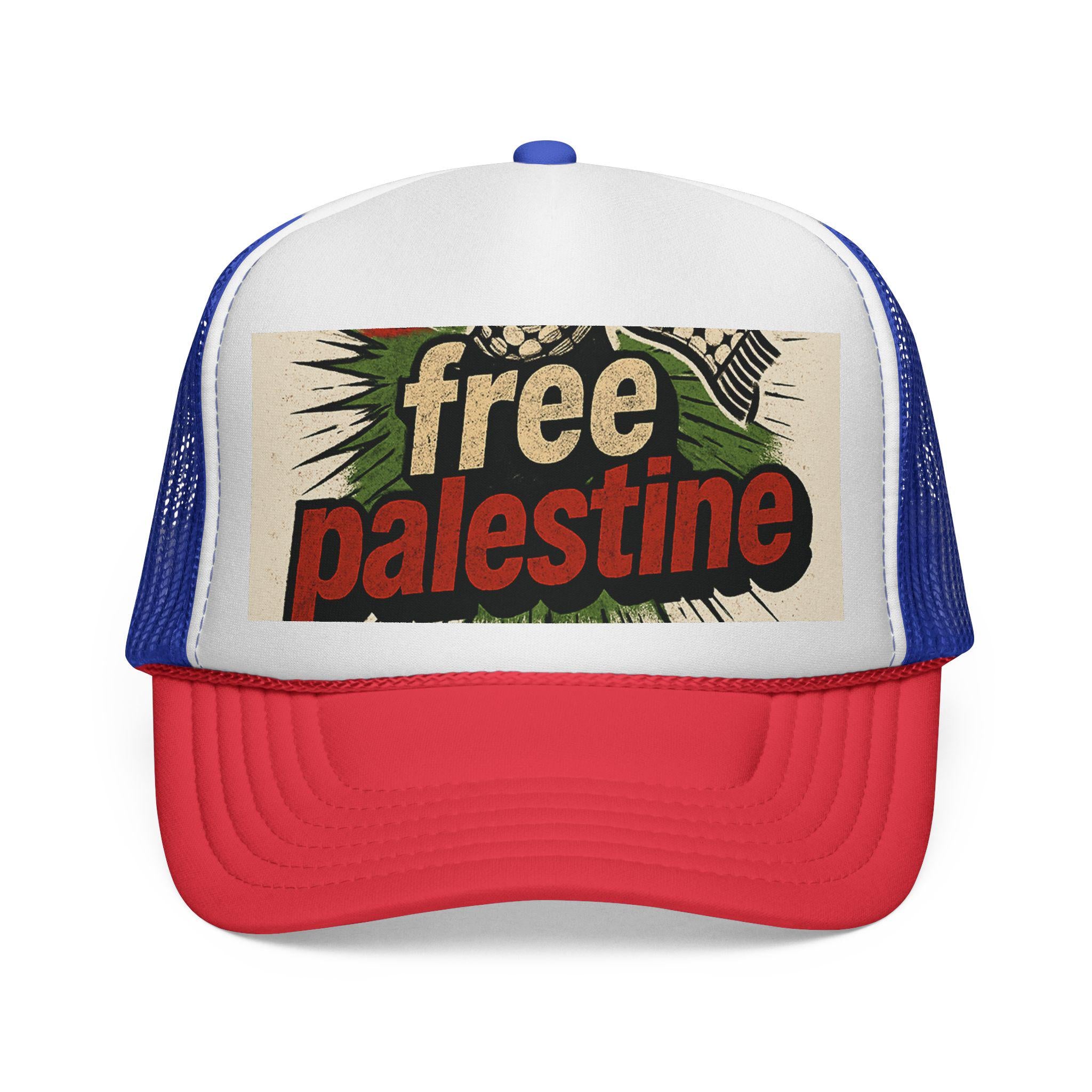 Patriotic Trucker Cap: Free Palestine, Adjustable Hat, Summer Accessory, Festival Gear, Statement Headwear