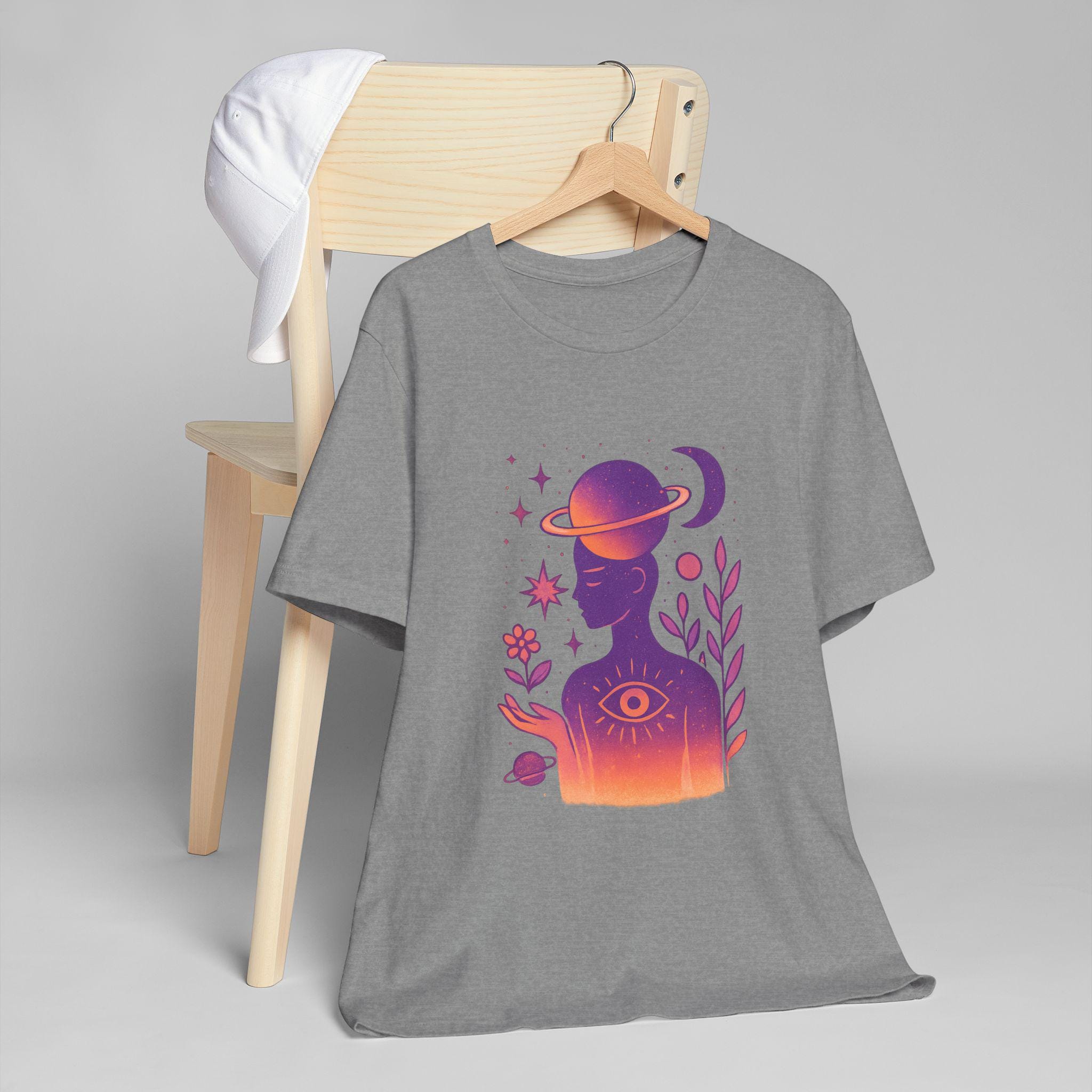 Celestial Unisex Jersey T-Shirt, Astrology Tee, Spiritual Fashion, Gifts for Her, Cosmic Art Shirt, Meditation Wear