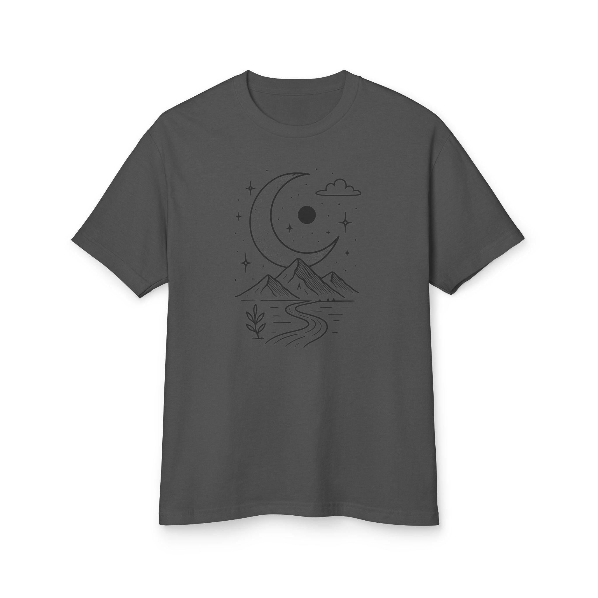 Celestial Dreamscape Tee - Unisex Heavyweight Cotton Shirt, Astrology Shirt, Boho Tee, Mountain Graphic Tee, Gift for Nature Lovers