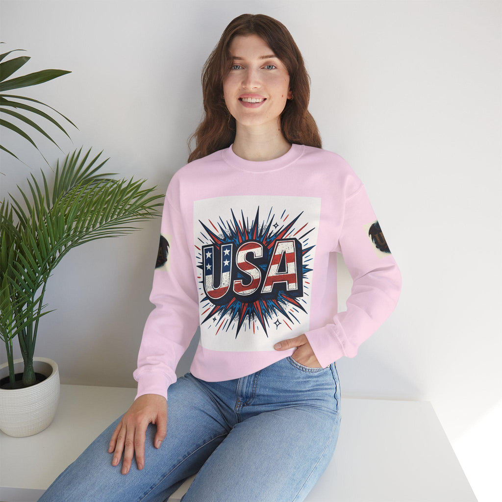 Patriotic Cartoon Sweatshirt for Kids and Adults | USA Crewneck, Perfect for 4th of July & Memorial Day, Trendy Fashion, Gift Idea