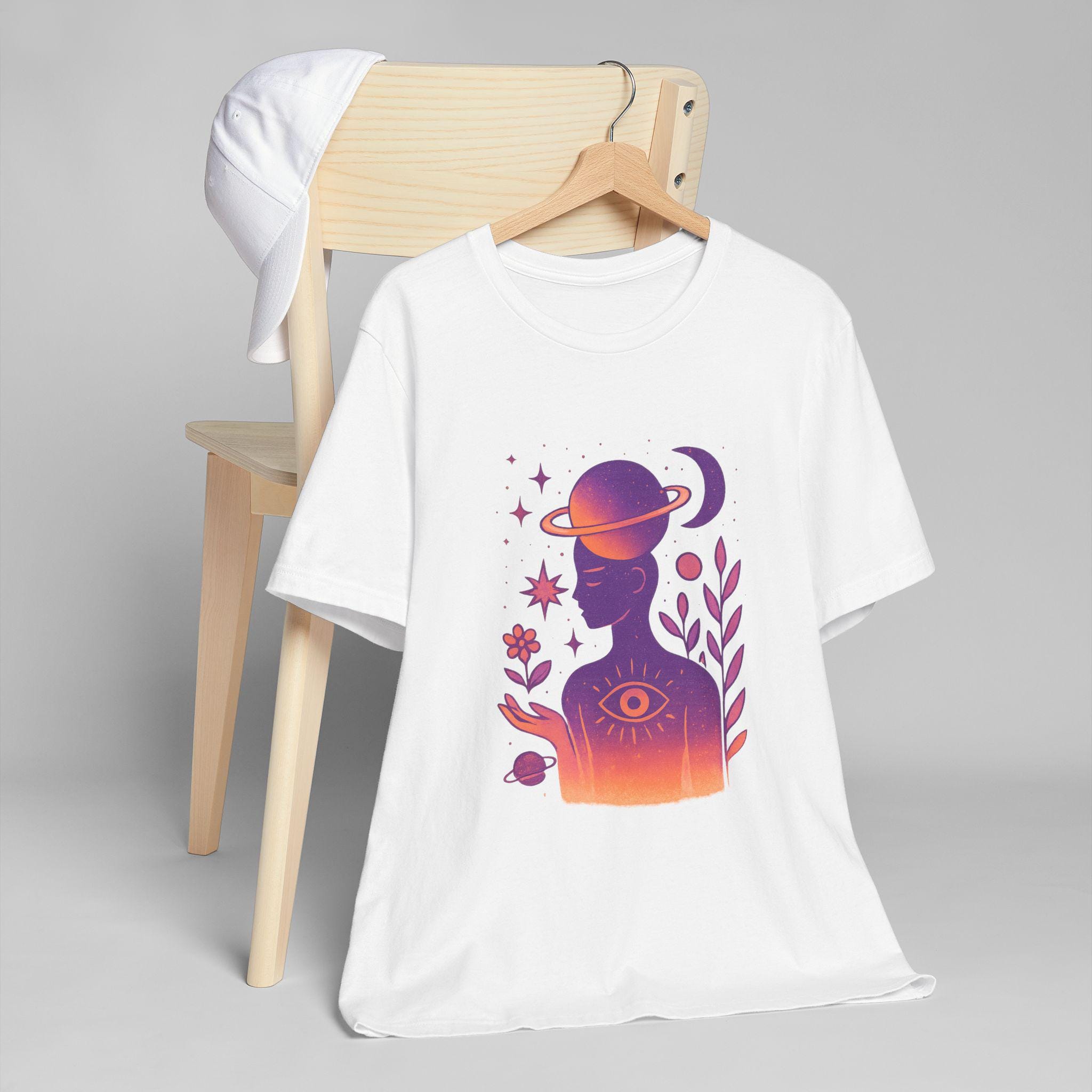 Celestial Unisex Jersey T-Shirt, Astrology Tee, Spiritual Fashion, Gifts for Her, Cosmic Art Shirt, Meditation Wear