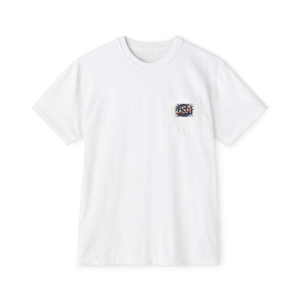 Garment-Dyed Pocket T-Shirt with Vintage USA Design, Casual Tee for Summer, Perfect Gift for Friends, Holiday Apparel, Comfortable [...]
