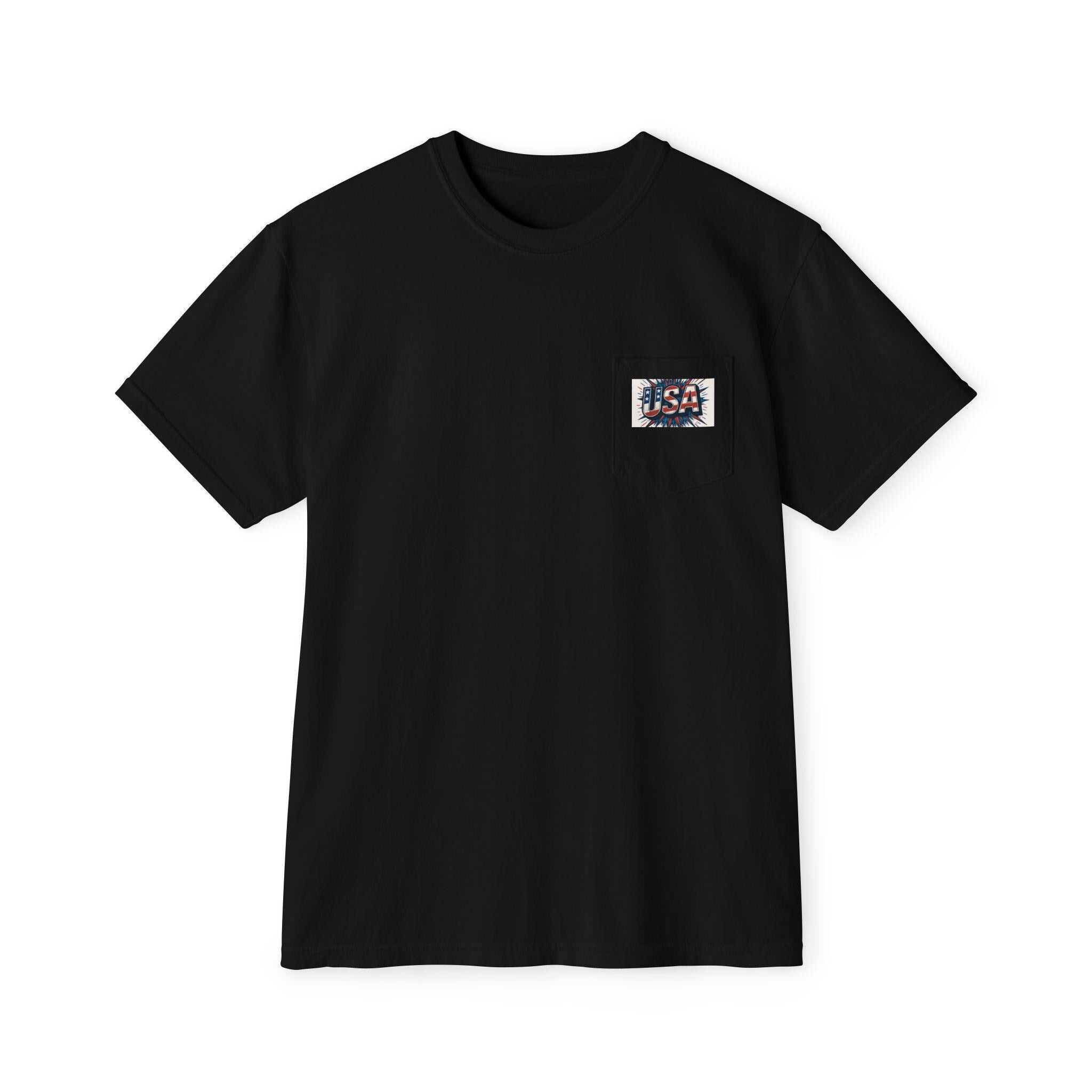 Garment-Dyed Pocket T-Shirt with Vintage USA Design, Casual Tee for Summer, Perfect Gift for Friends, Holiday Apparel, Comfortable [...]