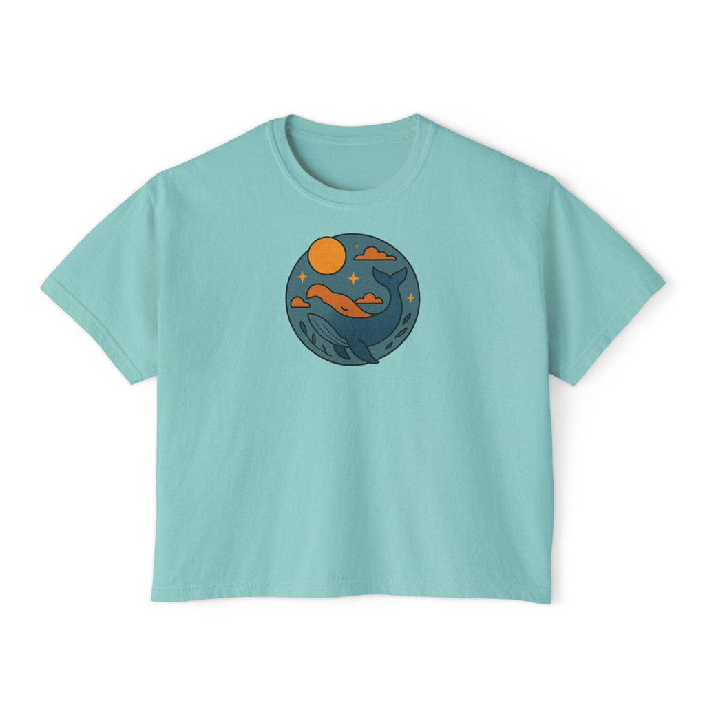 Sunset Waves Women's Boxy Tee, Casual Summer Top, Beach Vibe Shirt, Gift for Her, Relaxed Fit Graphic Tee