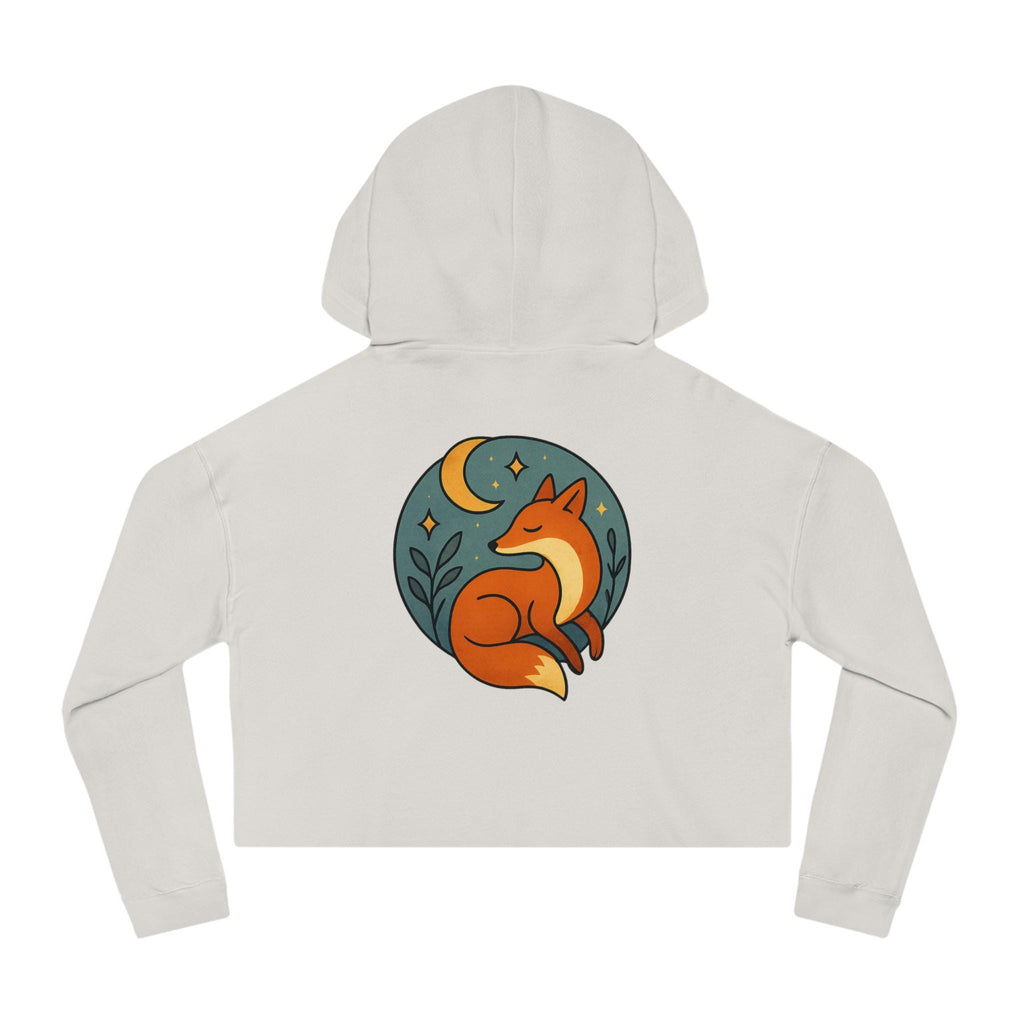Moonlit Fox Women's Cropped Hoodie | Cozy Sweatshirt for Nature Lovers, Festival Outfit, Gift for Her, Summer Style
