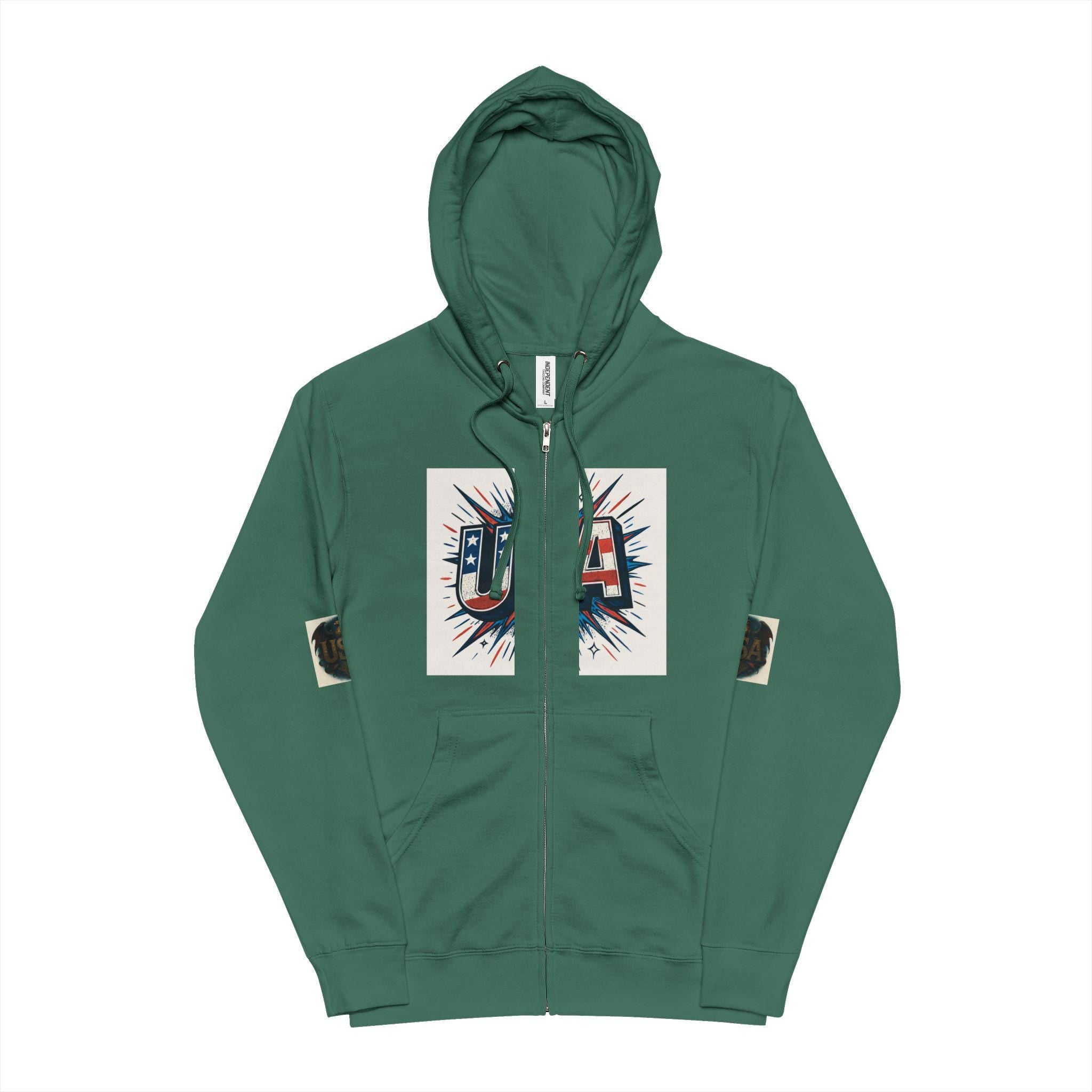 Patriotic USA Unisex Fleece Zip Up Hoodie | Perfect for 4th of July, Independence Day, Casual Wear, Gift Idea, Cozy Style
