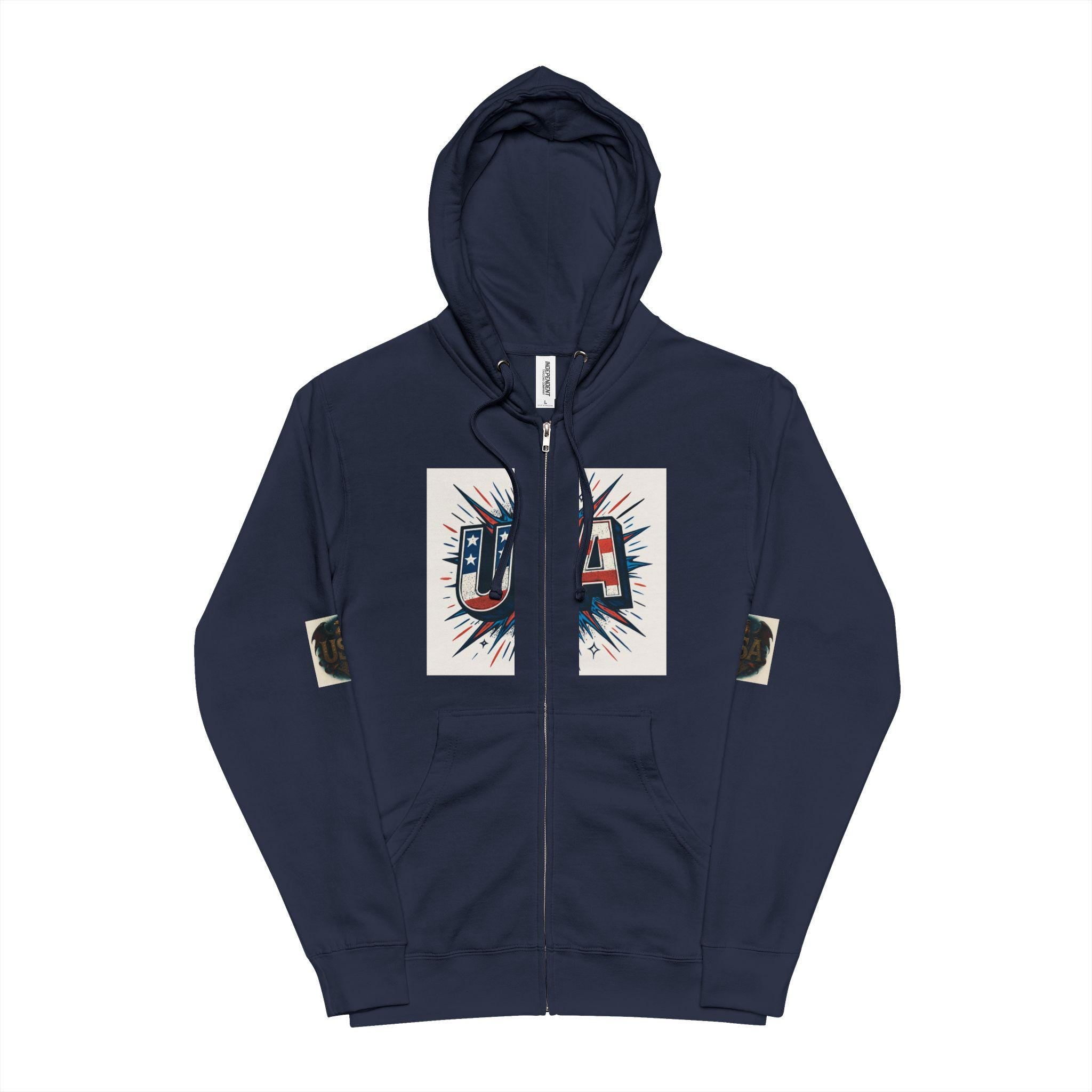 Patriotic USA Unisex Fleece Zip Up Hoodie | Perfect for 4th of July, Independence Day, Casual Wear, Gift Idea, Cozy Style