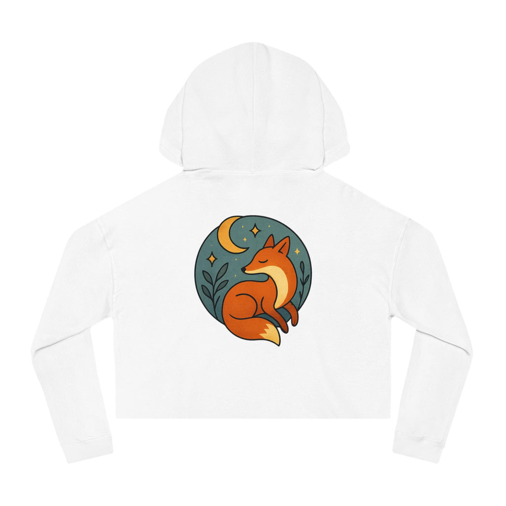 Moonlit Fox Women's Cropped Hoodie | Cozy Sweatshirt for Nature Lovers, Festival Outfit, Gift for Her, Summer Style