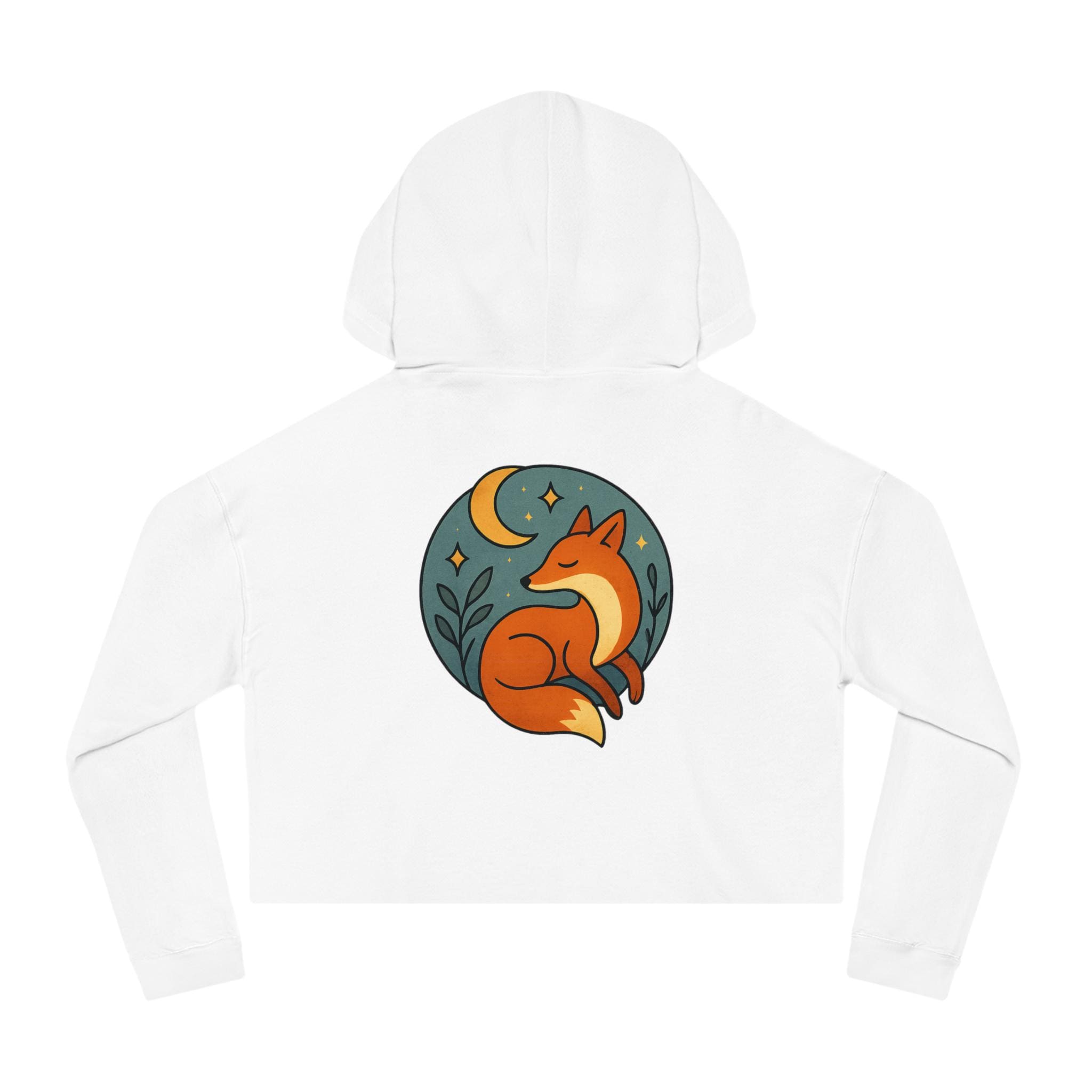 Moonlit Fox Women's Cropped Hoodie | Cozy Sweatshirt for Nature Lovers, Festival Outfit, Gift for Her, Summer Style
