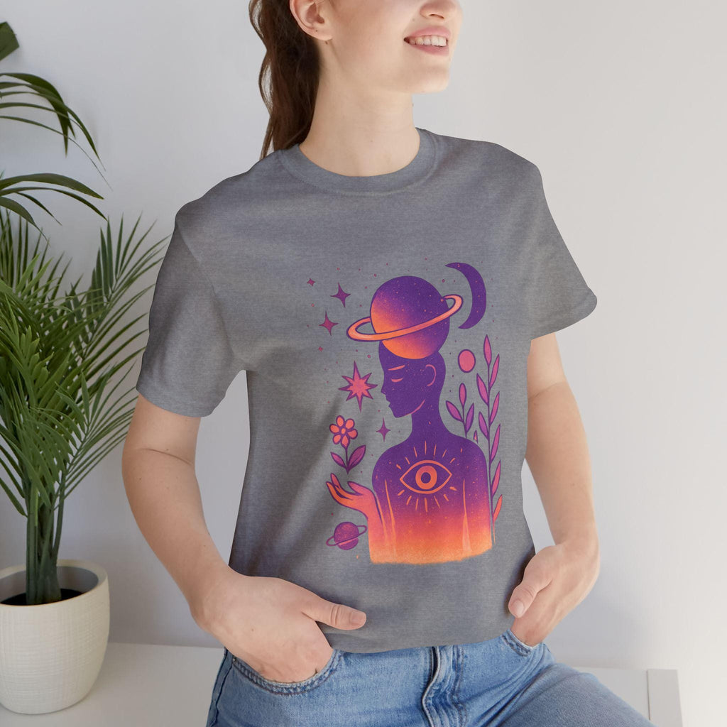 Celestial Unisex Jersey T-Shirt, Astrology Tee, Spiritual Fashion, Gifts for Her, Cosmic Art Shirt, Meditation Wear