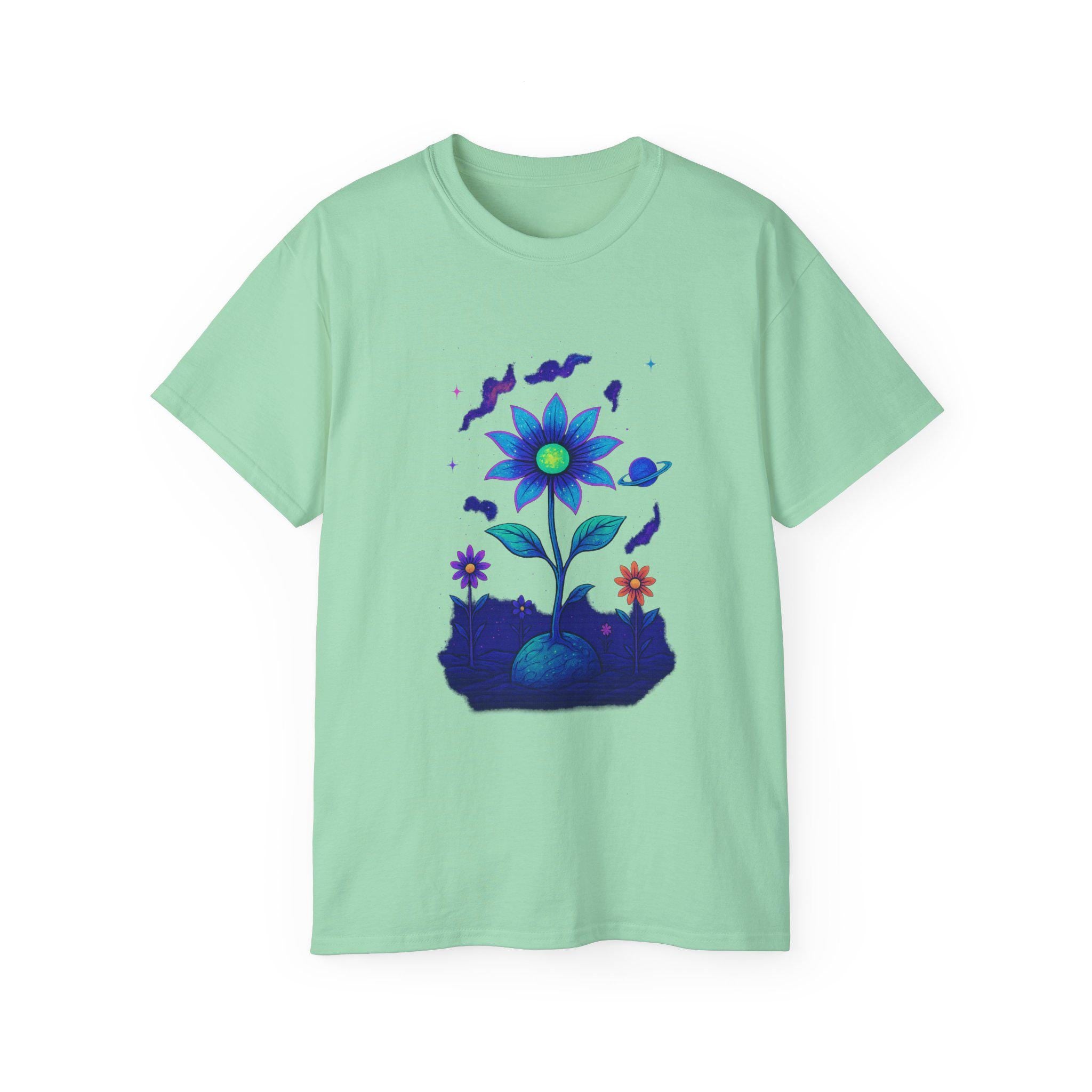 Colorful Floral Artwork Unisex Ultra Cotton Tee, Nature Design Shirt, Eco-Friendly Fashion Top, Cute Gift for Garden Lovers, Everyday Wear