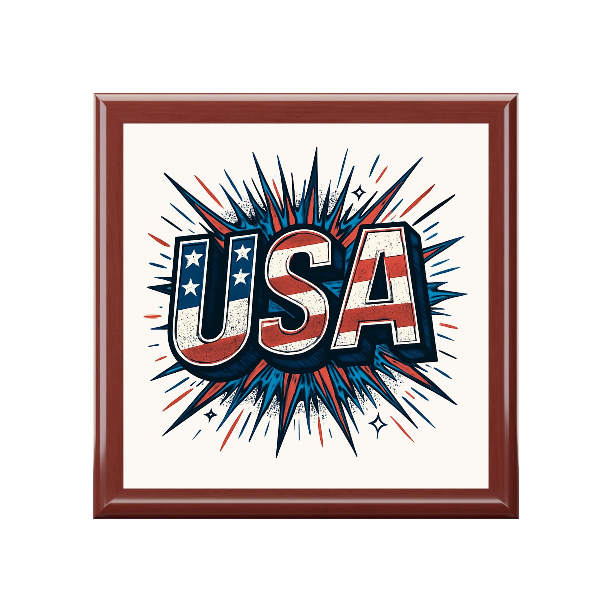 Patriotic Jewelry Box, USA Box for Keepsakes, Gift for July 4th, Memorial Day, Independence Day, Organizer for Jewelry