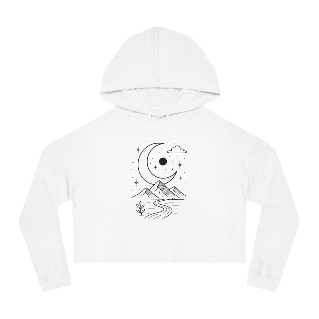 Moonlit Fox Women's Cropped Hoodie | Cozy Sweatshirt for Nature Lovers, Festival Outfit, Gift for Her, Summer Style