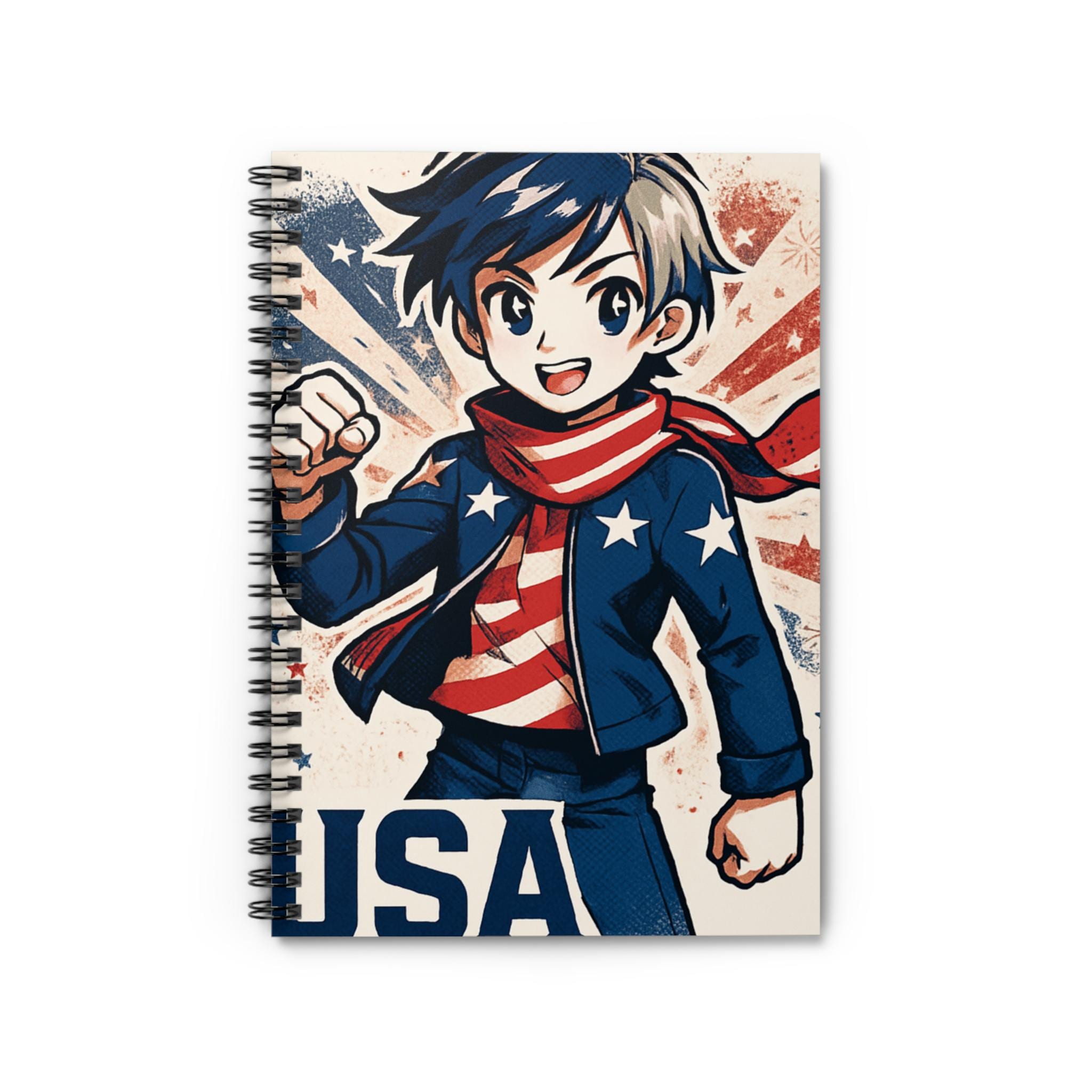 Patriotic Spiral Notebook - USA Themed Journal for Kids, Ideal for School, Gifts, Creative Writing, and Independence Day
