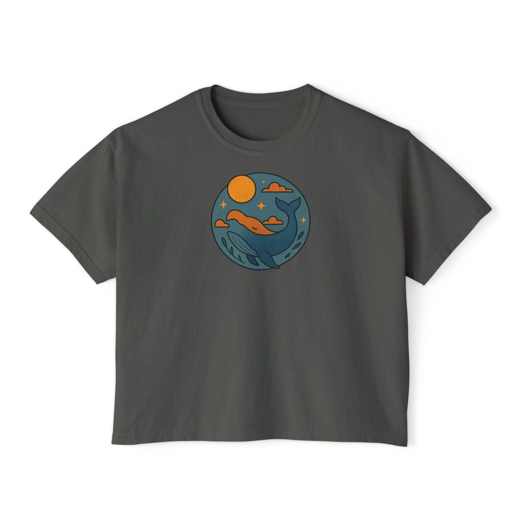 Sunset Waves Women's Boxy Tee, Casual Summer Top, Beach Vibe Shirt, Gift for Her, Relaxed Fit Graphic Tee