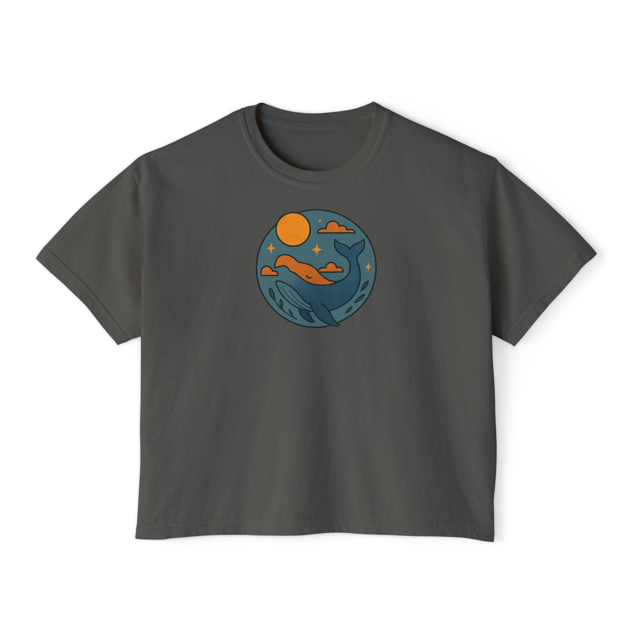 Sunset Waves Women's Boxy Tee, Casual Summer Top, Beach Vibe Shirt, Gift for Her, Relaxed Fit Graphic Tee