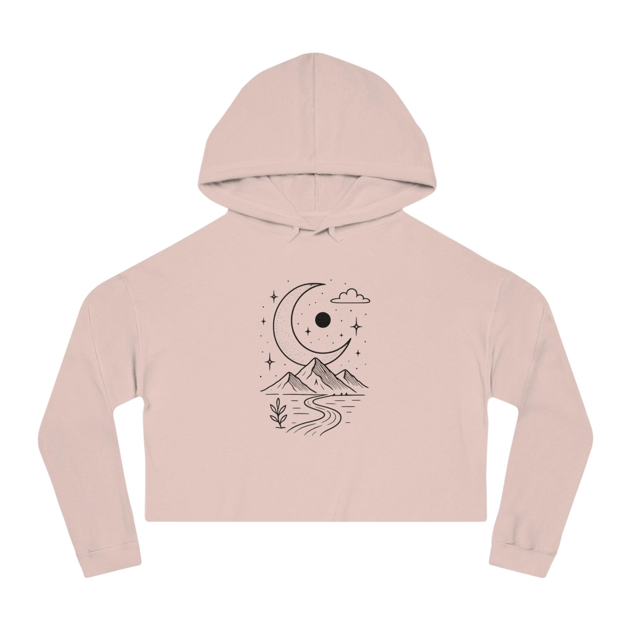 Moonlit Fox Women's Cropped Hoodie | Cozy Sweatshirt for Nature Lovers, Festival Outfit, Gift for Her, Summer Style