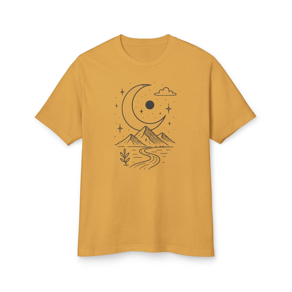Celestial Dreamscape Tee - Unisex Heavyweight Cotton Shirt, Astrology Shirt, Boho Tee, Mountain Graphic Tee, Gift for Nature Lovers