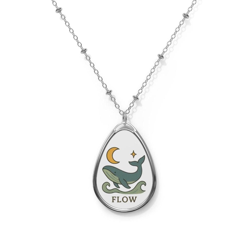 Flow Oval Necklace - Beautiful Whale Pendant Jewelry for Ocean Lovers, Gifts for Her, Birthdays, Nature Enthusiasts, Sea Inspired