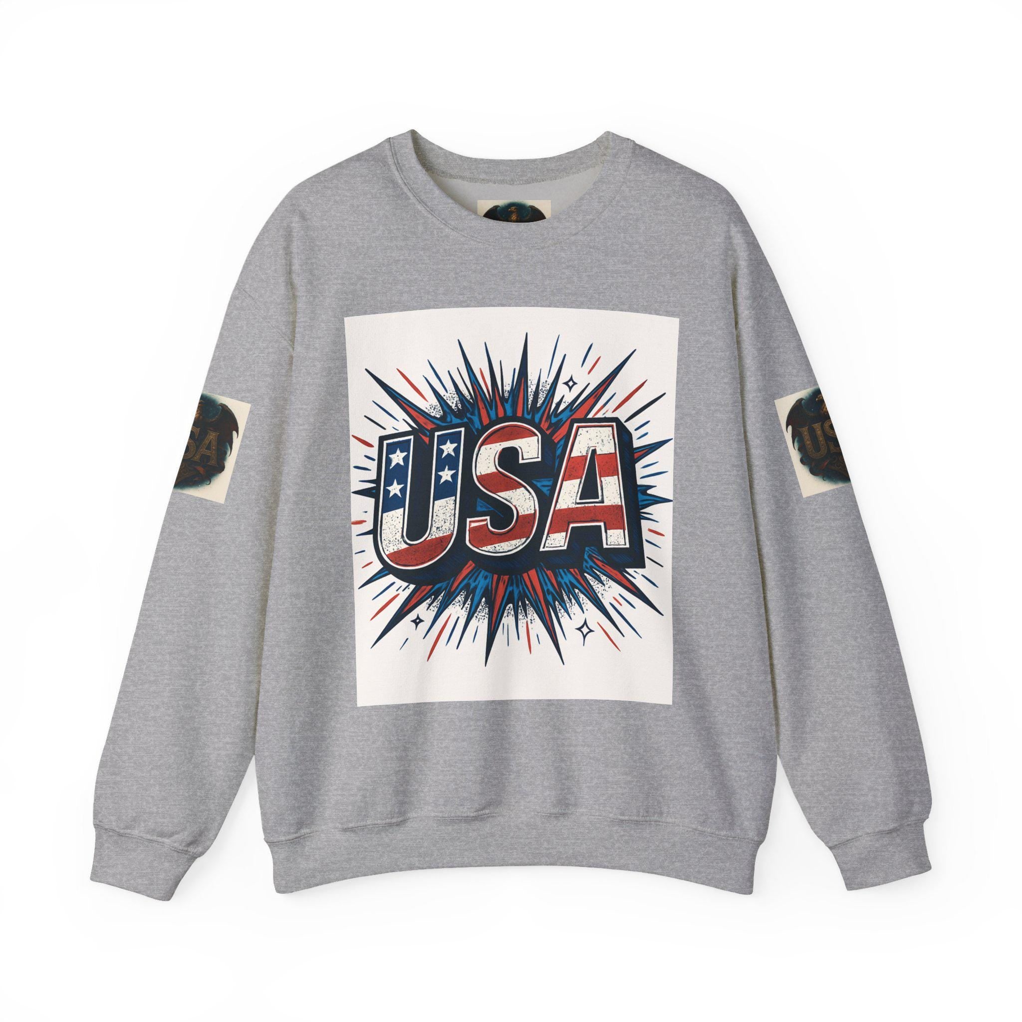 Patriotic Cartoon Sweatshirt for Kids and Adults | USA Crewneck, Perfect for 4th of July & Memorial Day, Trendy Fashion, Gift Idea