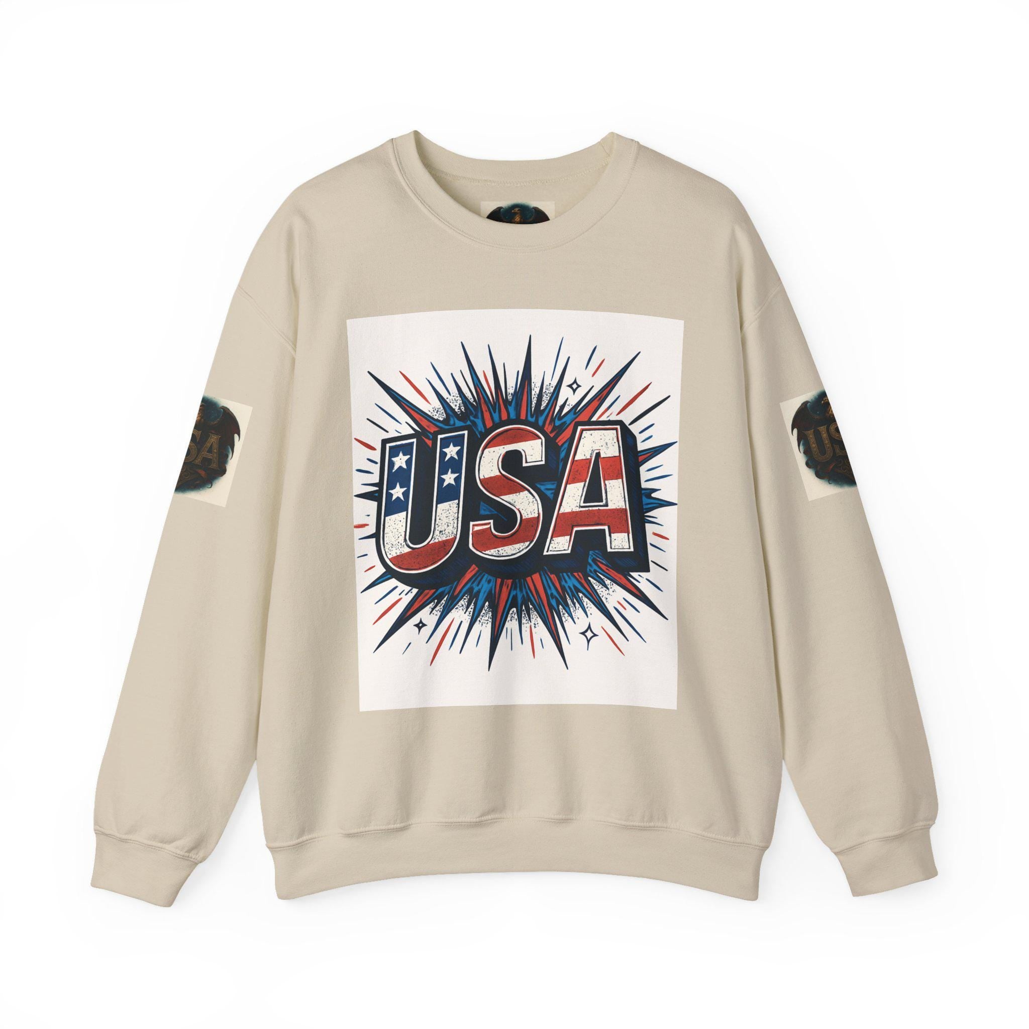 Patriotic Cartoon Sweatshirt for Kids and Adults | USA Crewneck, Perfect for 4th of July & Memorial Day, Trendy Fashion, Gift Idea