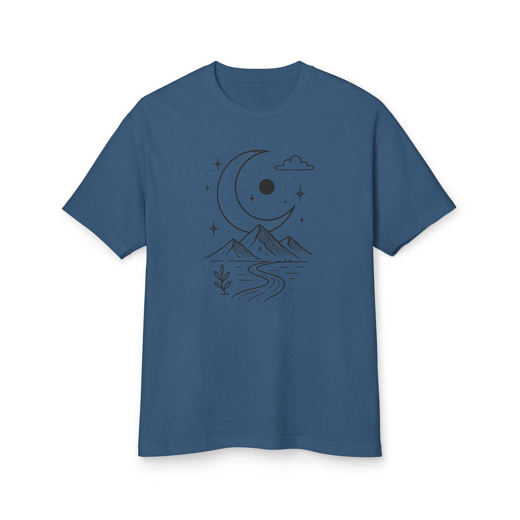 Celestial Dreamscape Tee - Unisex Heavyweight Cotton Shirt, Astrology Shirt, Boho Tee, Mountain Graphic Tee, Gift for Nature Lovers