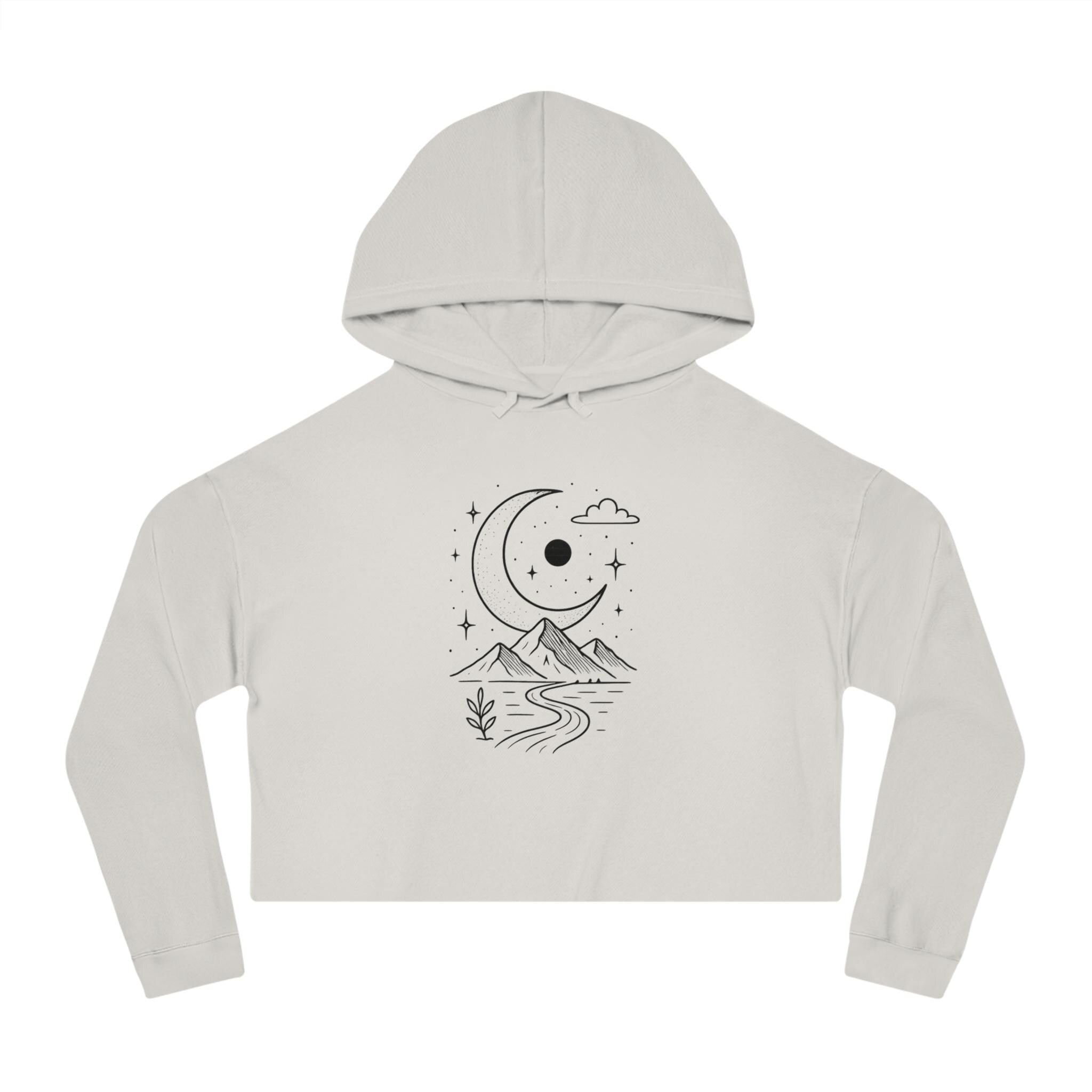 Moonlit Fox Women's Cropped Hoodie | Cozy Sweatshirt for Nature Lovers, Festival Outfit, Gift for Her, Summer Style
