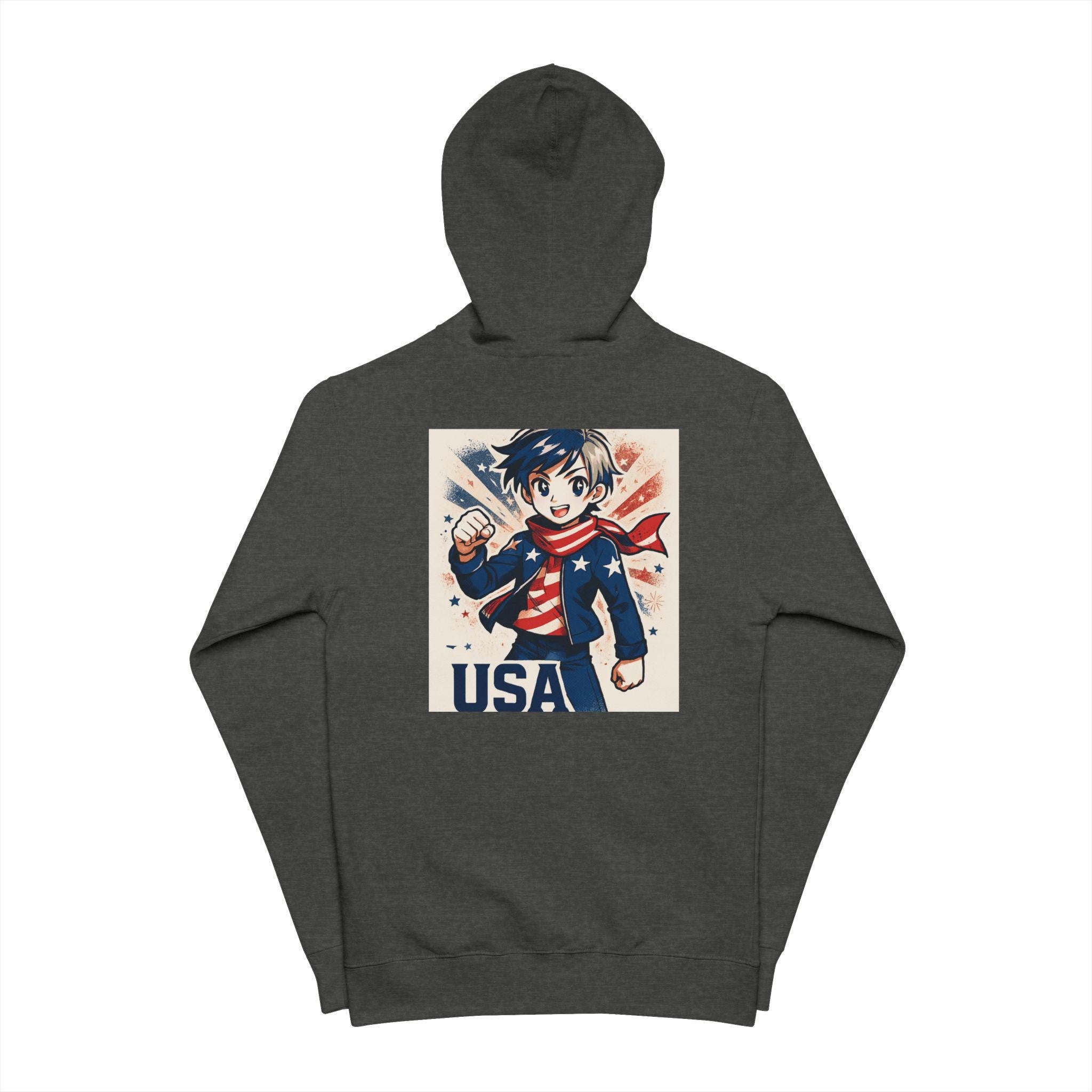 Patriotic USA Unisex Fleece Zip Up Hoodie | Perfect for 4th of July, Independence Day, Casual Wear, Gift Idea, Cozy Style