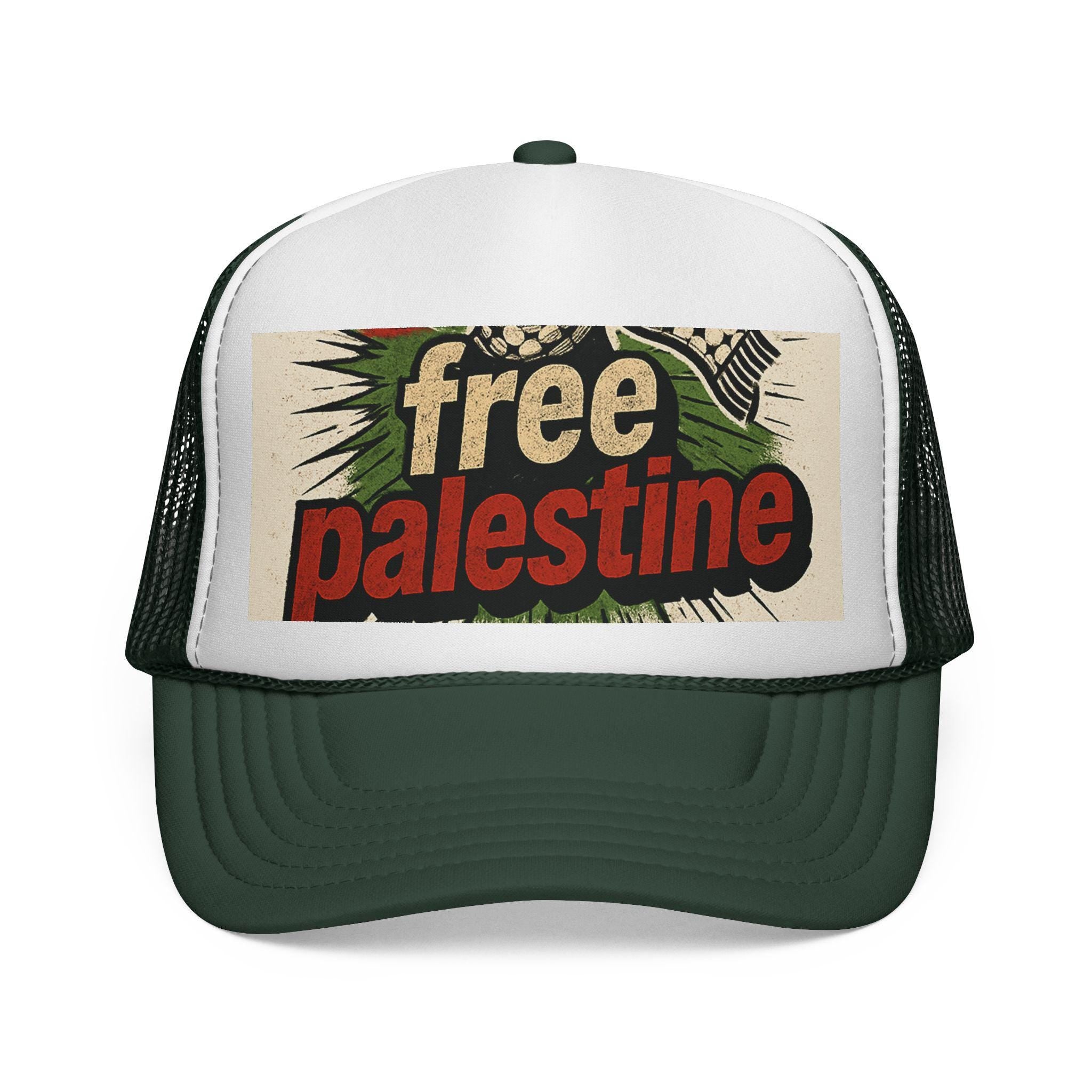 Patriotic Trucker Cap: Free Palestine, Adjustable Hat, Summer Accessory, Festival Gear, Statement Headwear