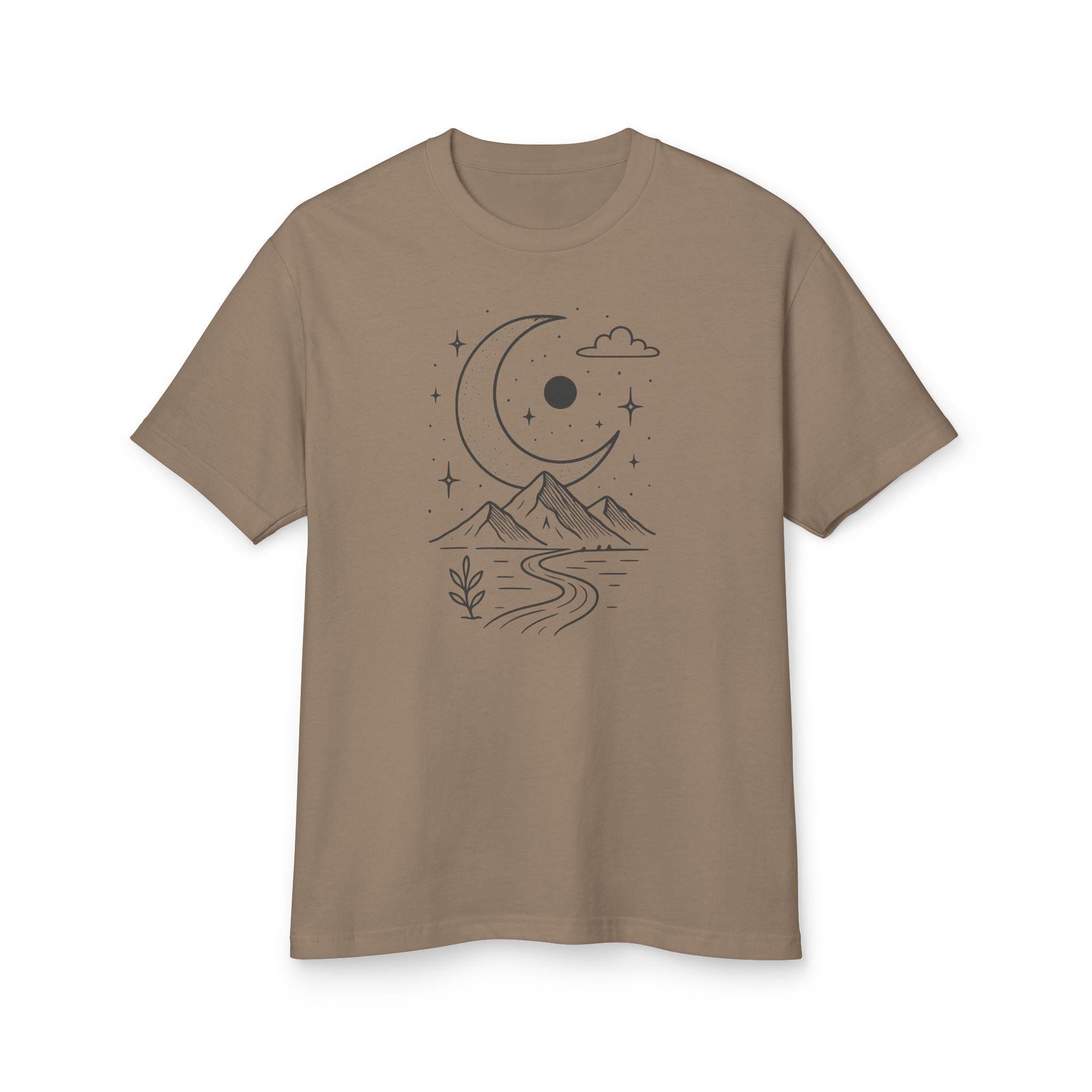 Celestial Dreamscape Tee - Unisex Heavyweight Cotton Shirt, Astrology Shirt, Boho Tee, Mountain Graphic Tee, Gift for Nature Lovers