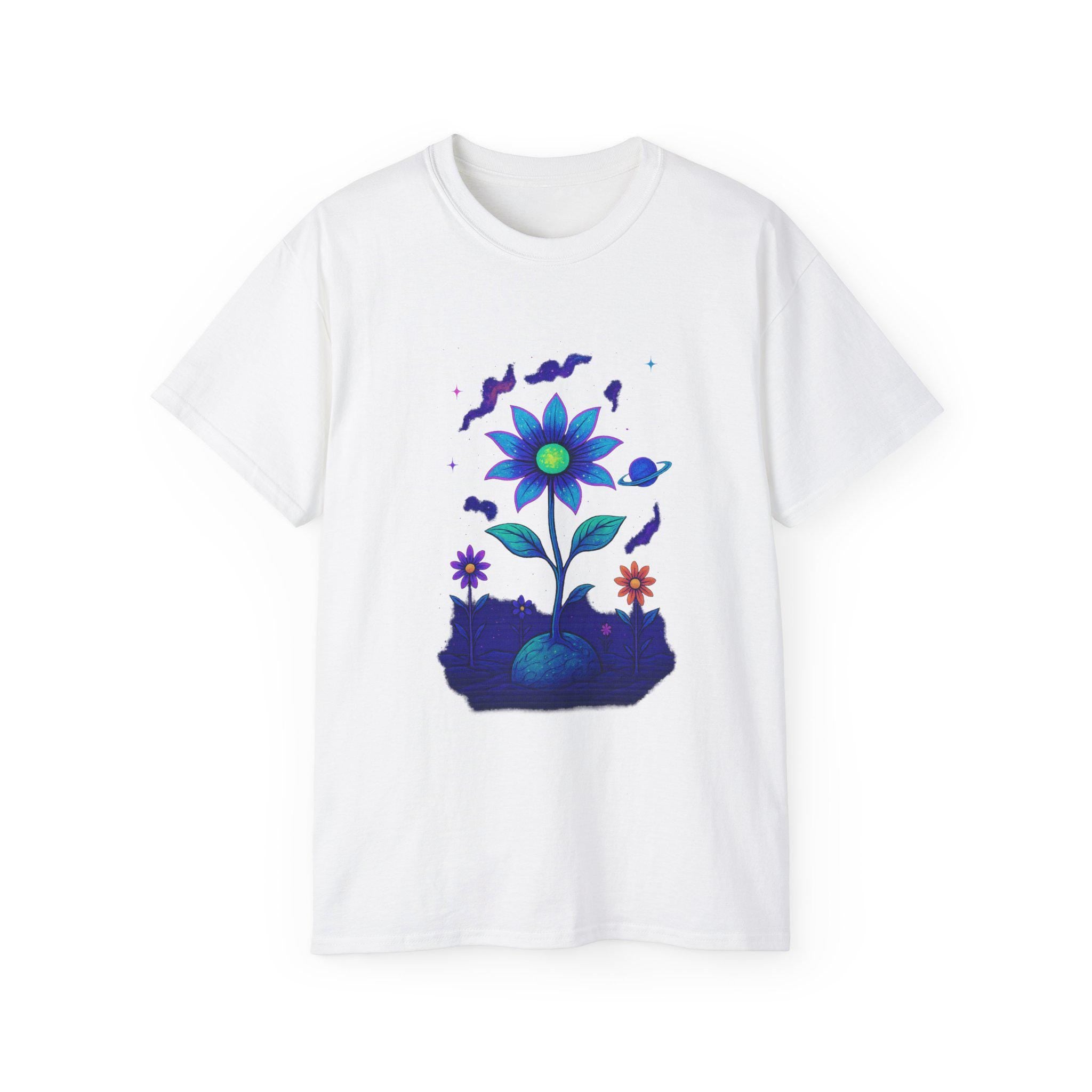 Colorful Floral Artwork Unisex Ultra Cotton Tee, Nature Design Shirt, Eco-Friendly Fashion Top, Cute Gift for Garden Lovers, Everyday Wear