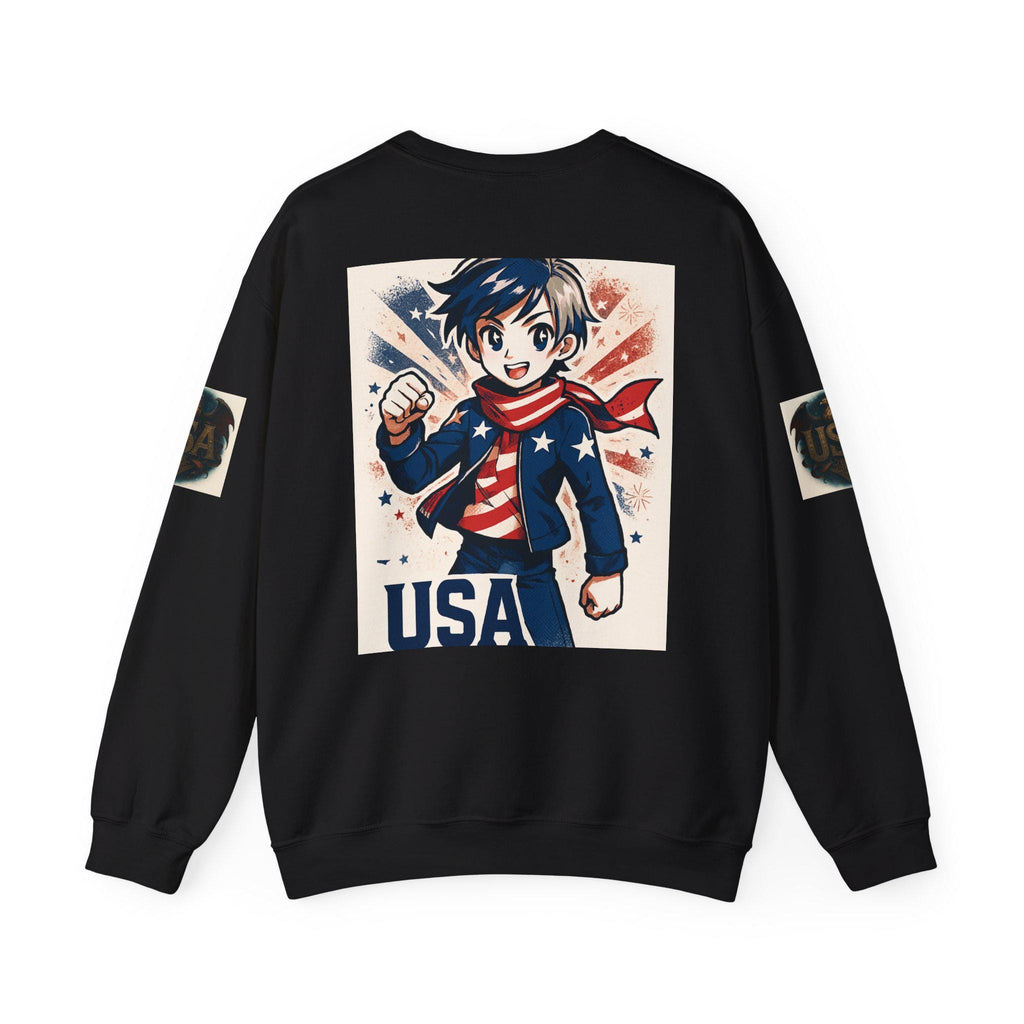 Patriotic Cartoon Sweatshirt for Kids and Adults | USA Crewneck, Perfect for 4th of July & Memorial Day, Trendy Fashion, Gift Idea