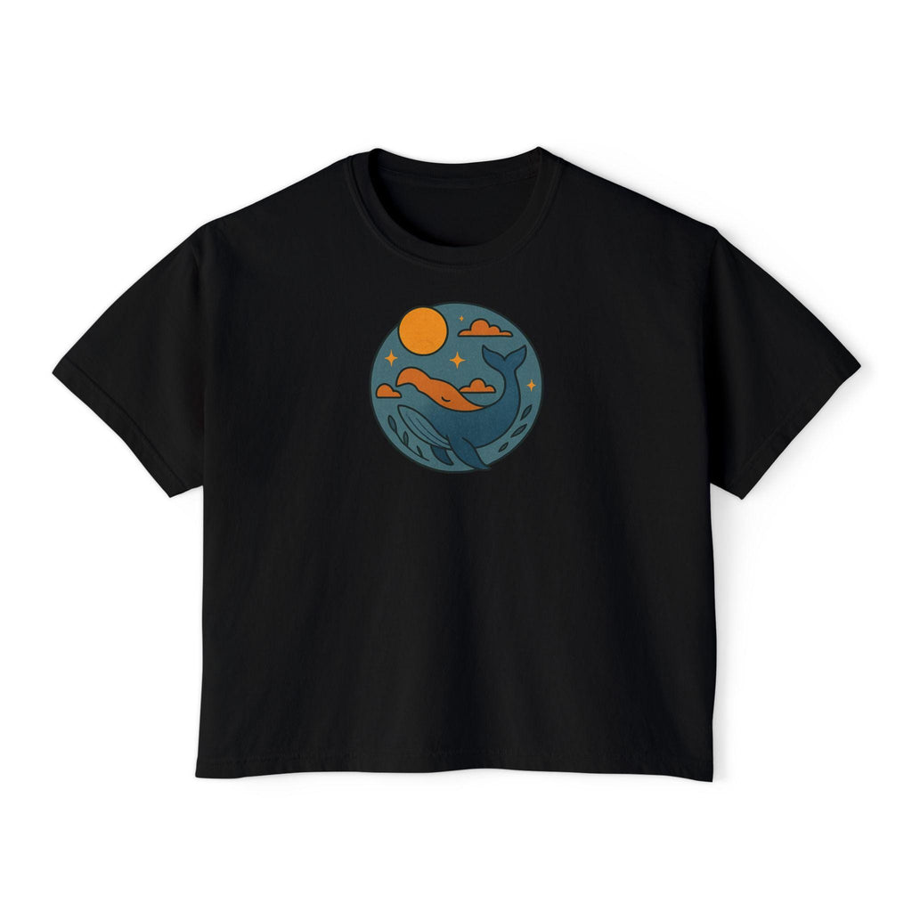 Sunset Waves Women's Boxy Tee, Casual Summer Top, Beach Vibe Shirt, Gift for Her, Relaxed Fit Graphic Tee