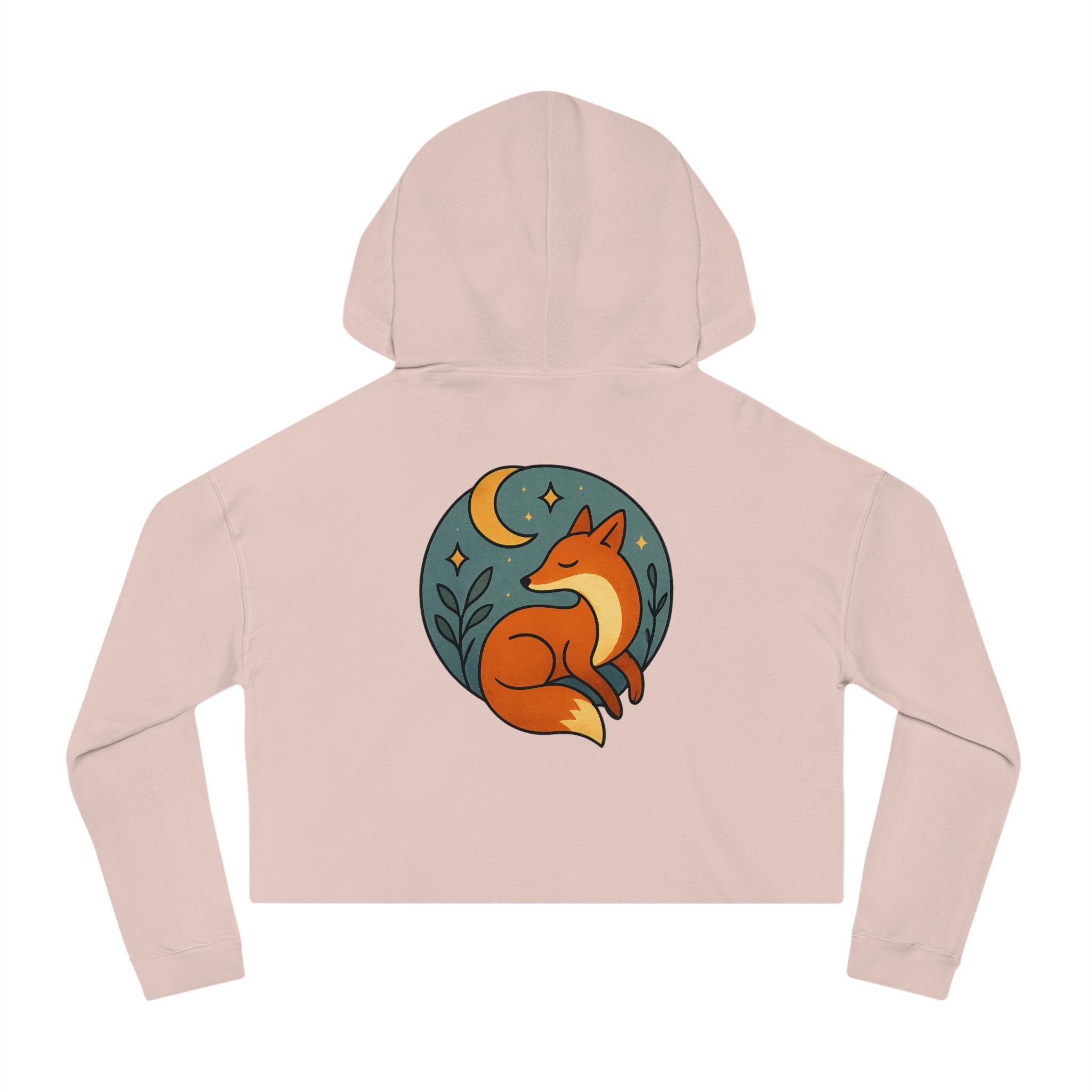 Moonlit Fox Women's Cropped Hoodie | Cozy Sweatshirt for Nature Lovers, Festival Outfit, Gift for Her, Summer Style