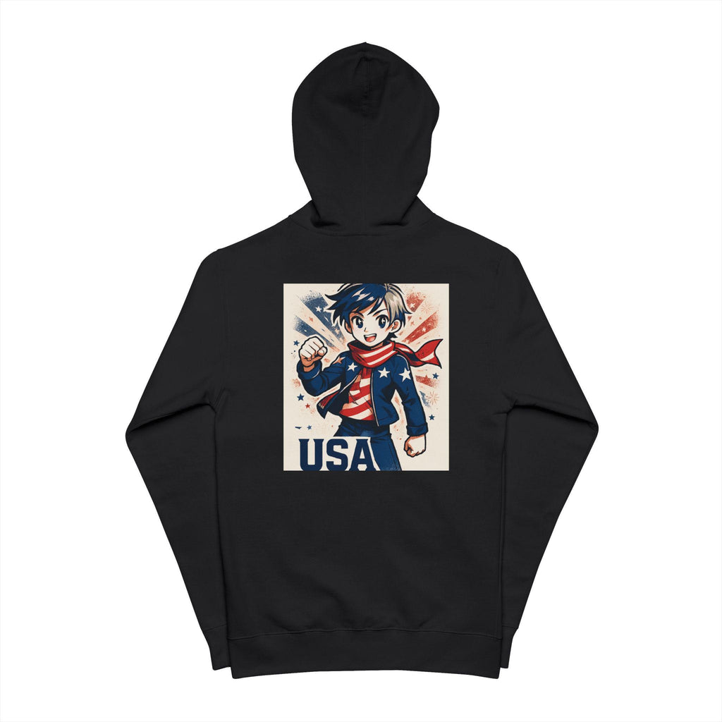 Patriotic USA Unisex Fleece Zip Up Hoodie | Perfect for 4th of July, Independence Day, Casual Wear, Gift Idea, Cozy Style