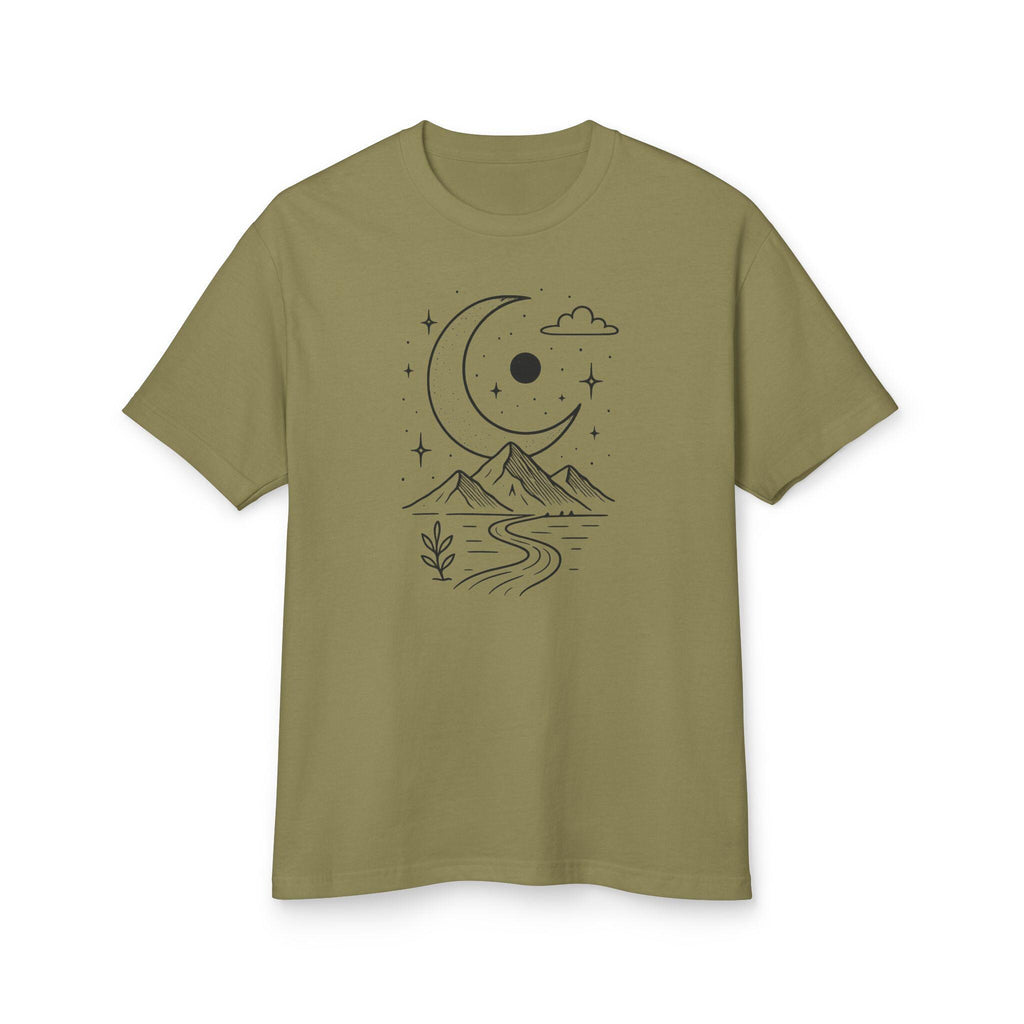 Celestial Dreamscape Tee - Unisex Heavyweight Cotton Shirt, Astrology Shirt, Boho Tee, Mountain Graphic Tee, Gift for Nature Lovers