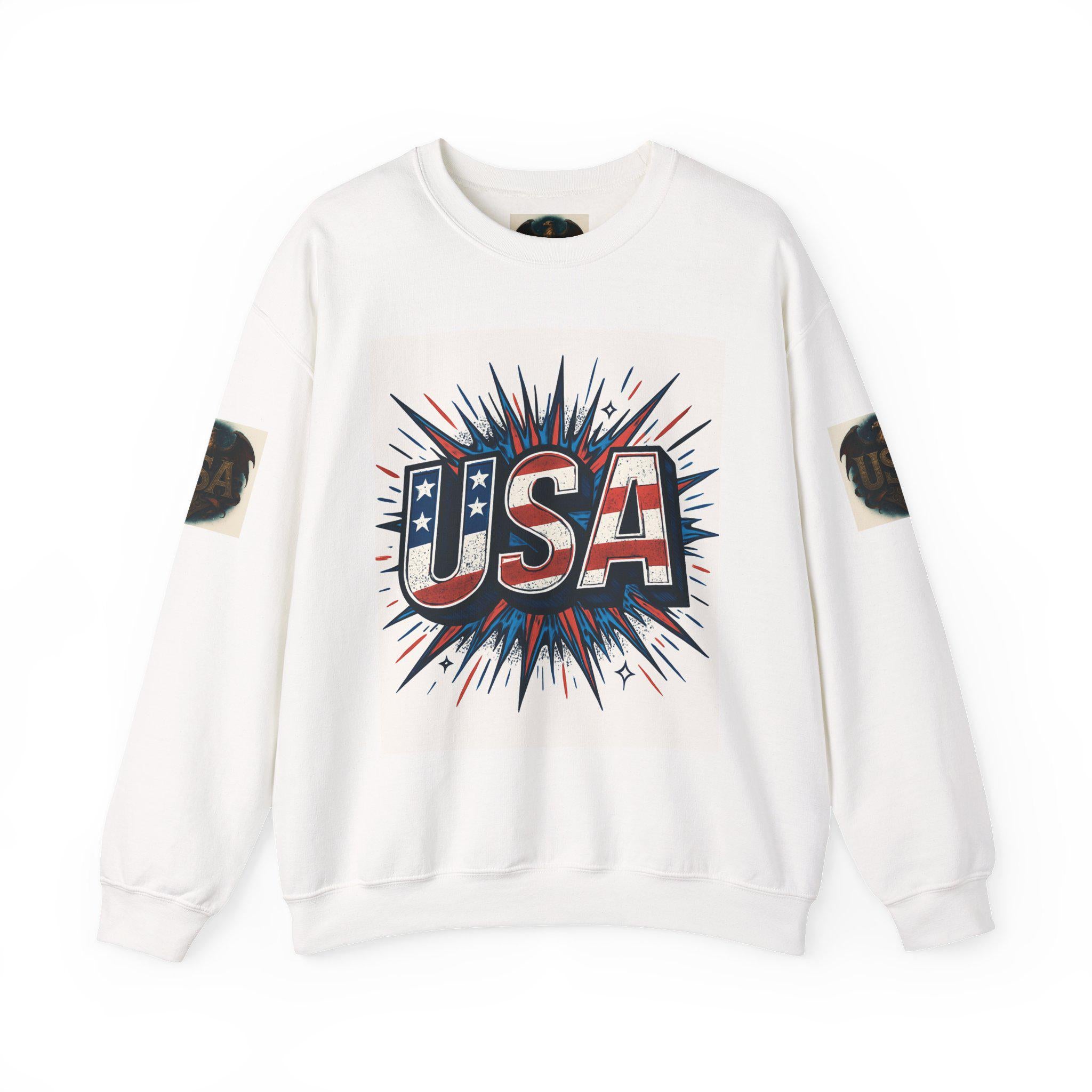 Patriotic Cartoon Sweatshirt for Kids and Adults | USA Crewneck, Perfect for 4th of July & Memorial Day, Trendy Fashion, Gift Idea