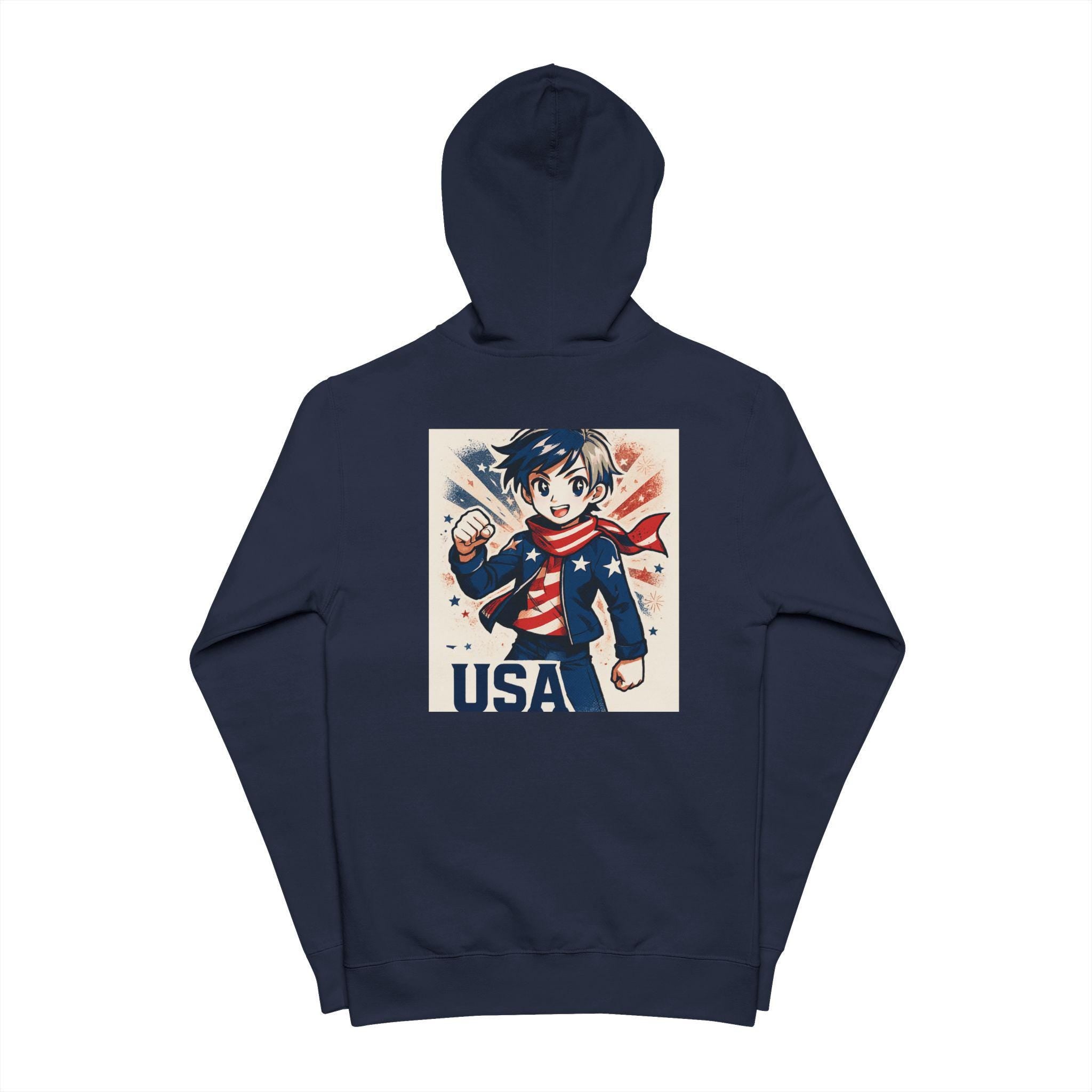Patriotic USA Unisex Fleece Zip Up Hoodie | Perfect for 4th of July, Independence Day, Casual Wear, Gift Idea, Cozy Style