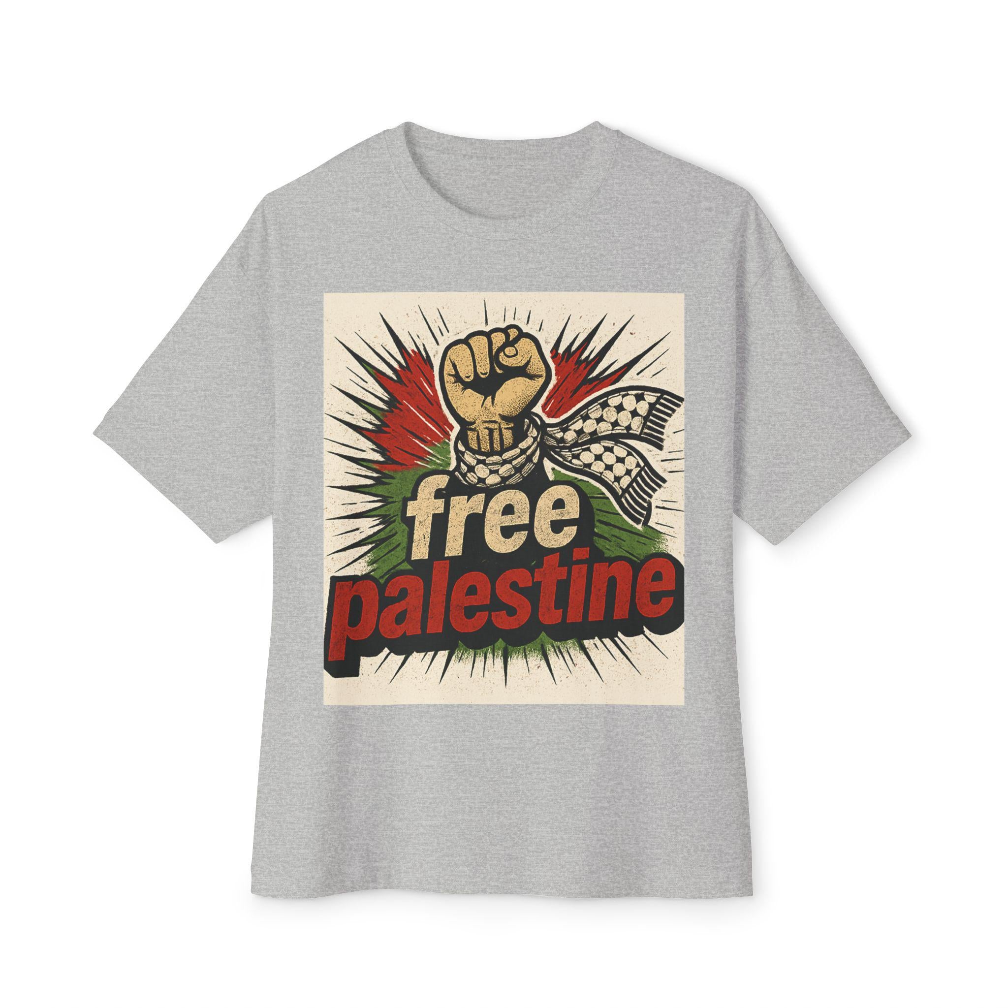 Unisex Oversized Boxy Tee with 'Free Palestine' Design - Statement Tee, Casual Wear, Activism Apparel, Gift for Supporters, Cultural [...]
