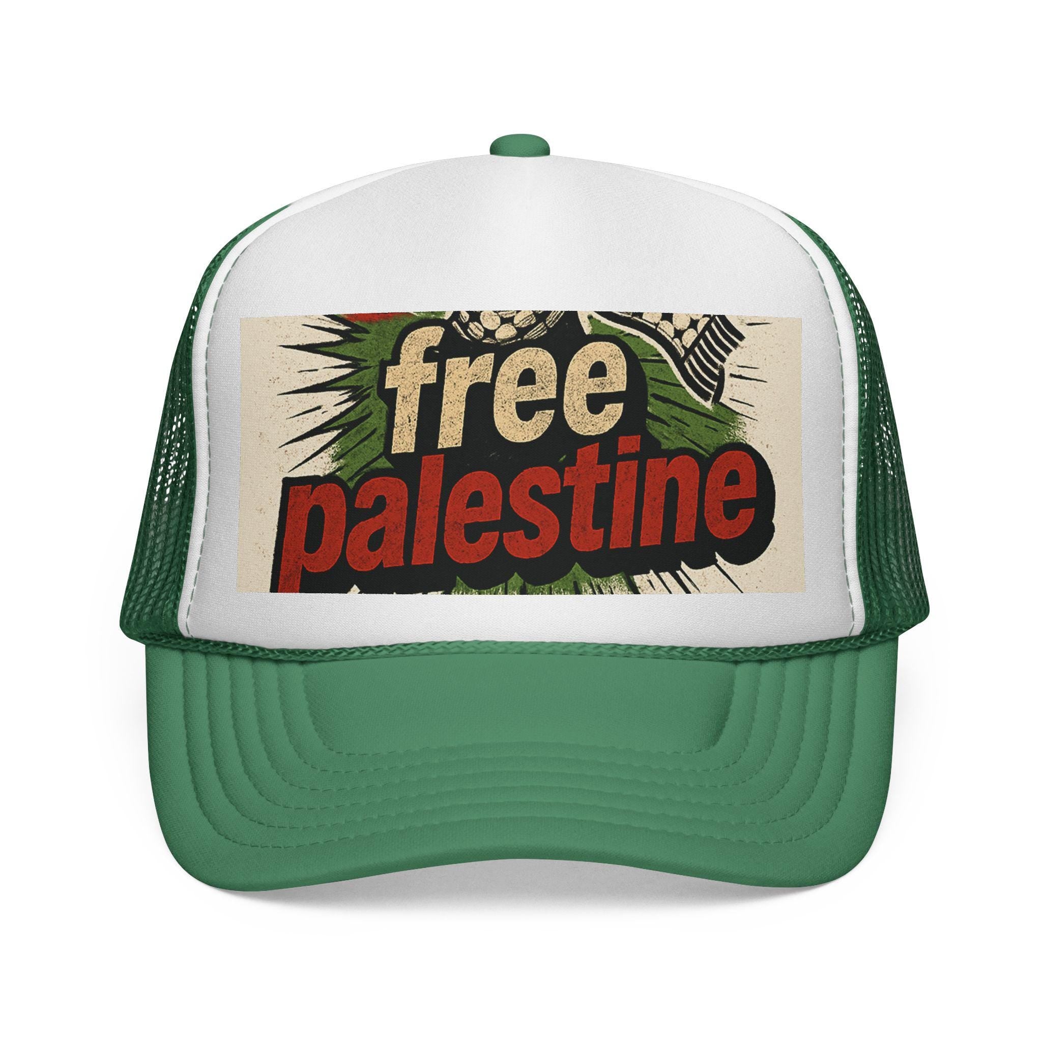 Patriotic Trucker Cap: Free Palestine, Adjustable Hat, Summer Accessory, Festival Gear, Statement Headwear