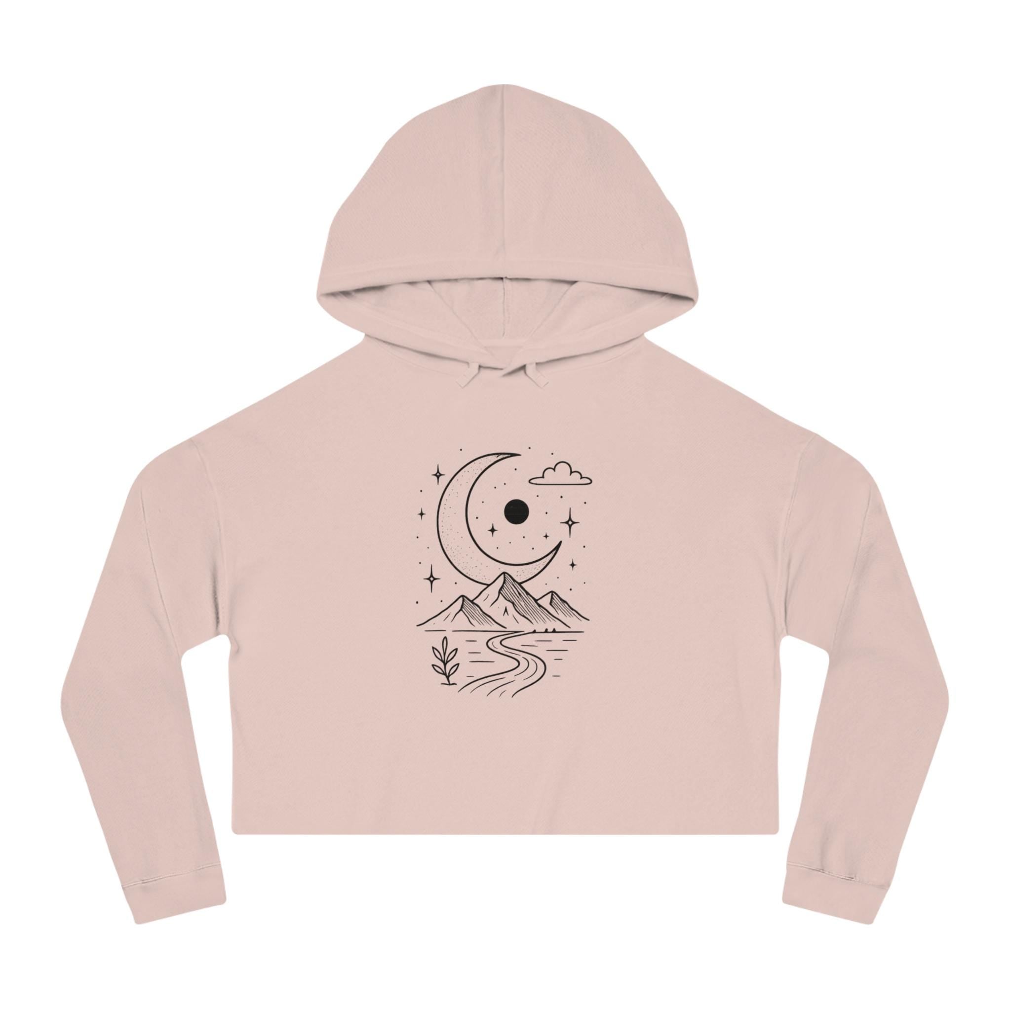 Moonlit Fox Women's Cropped Hoodie | Cozy Sweatshirt for Nature Lovers, Festival Outfit, Gift for Her, Summer Style