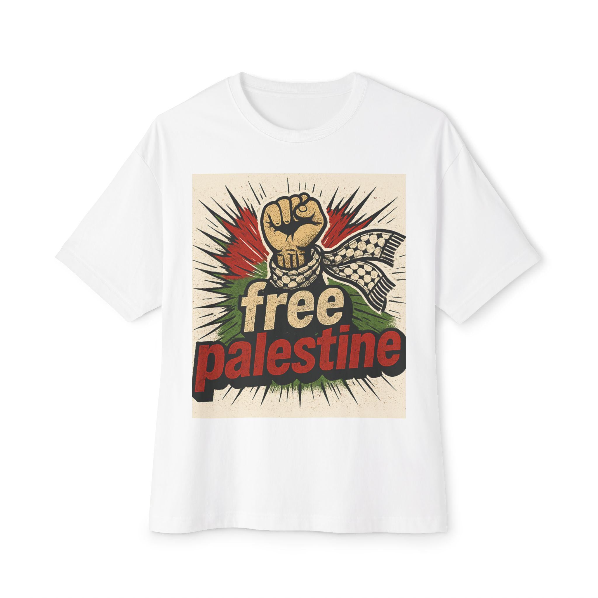 Unisex Oversized Boxy Tee with 'Free Palestine' Design - Statement Tee, Casual Wear, Activism Apparel, Gift for Supporters, Cultural [...]