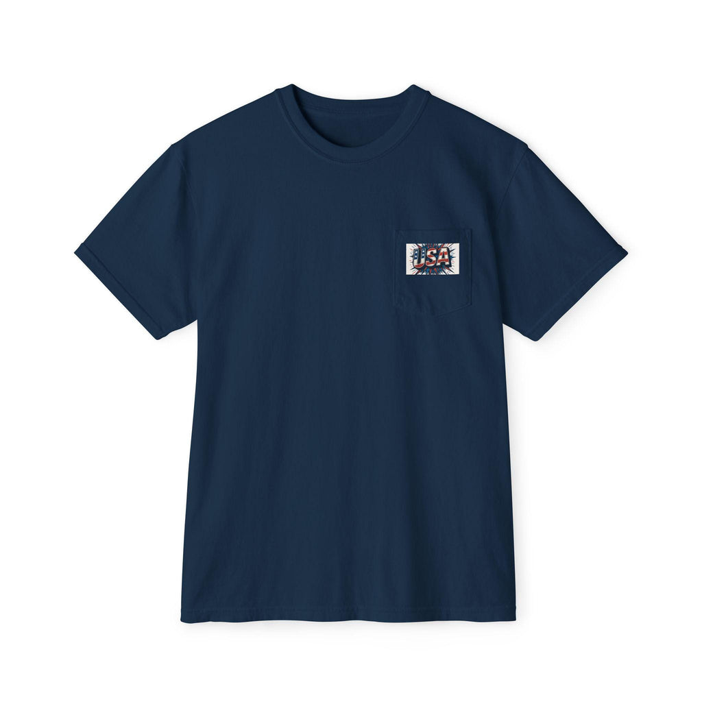 Garment-Dyed Pocket T-Shirt with Vintage USA Design, Casual Tee for Summer, Perfect Gift for Friends, Holiday Apparel, Comfortable [...]