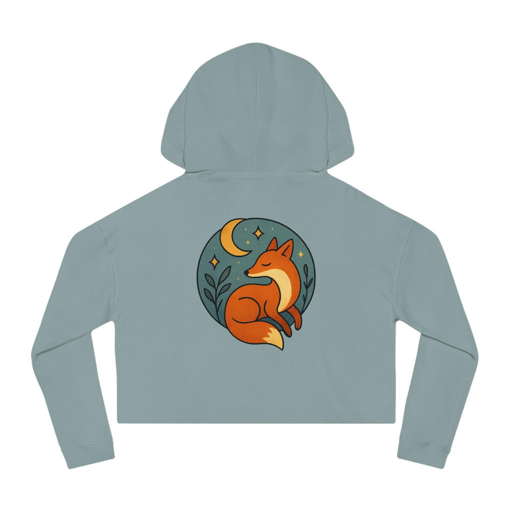 Moonlit Fox Women's Cropped Hoodie | Cozy Sweatshirt for Nature Lovers, Festival Outfit, Gift for Her, Summer Style