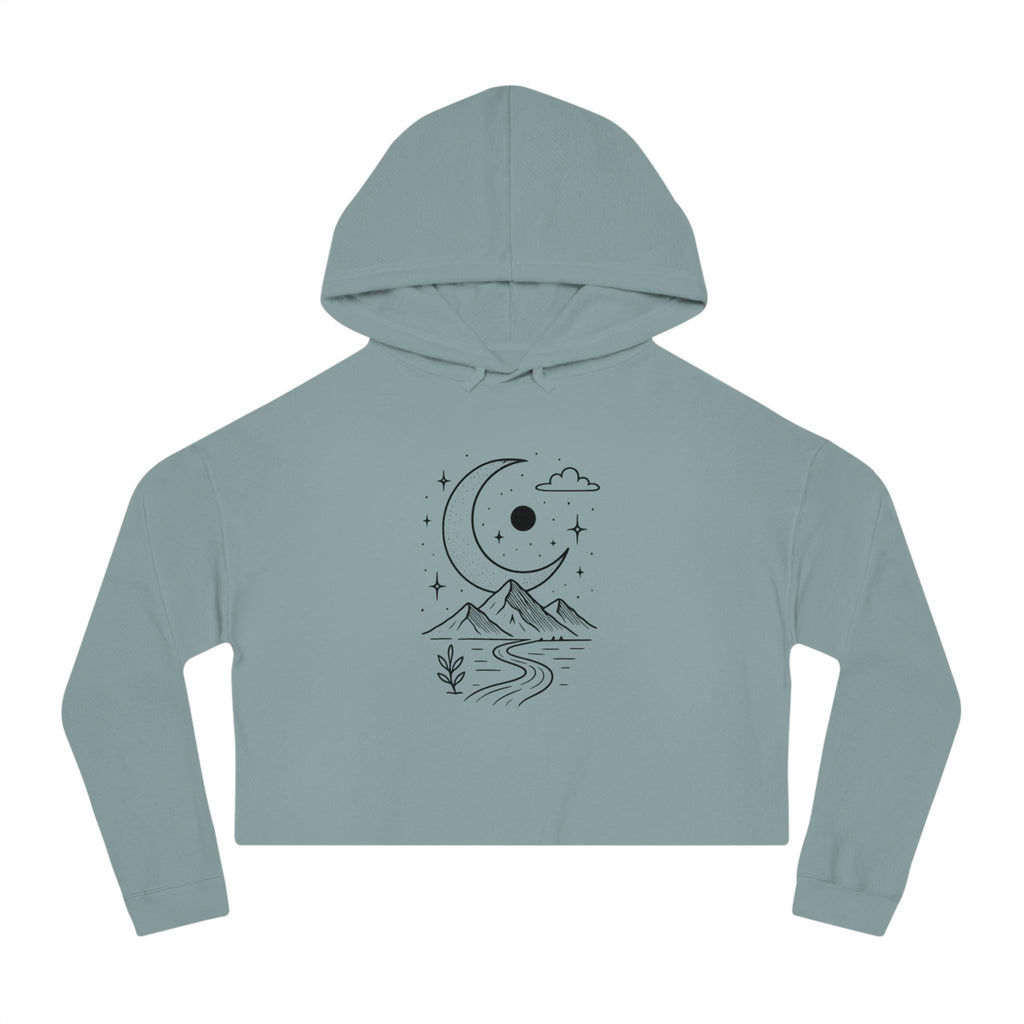 Moonlit Fox Women's Cropped Hoodie | Cozy Sweatshirt for Nature Lovers, Festival Outfit, Gift for Her, Summer Style