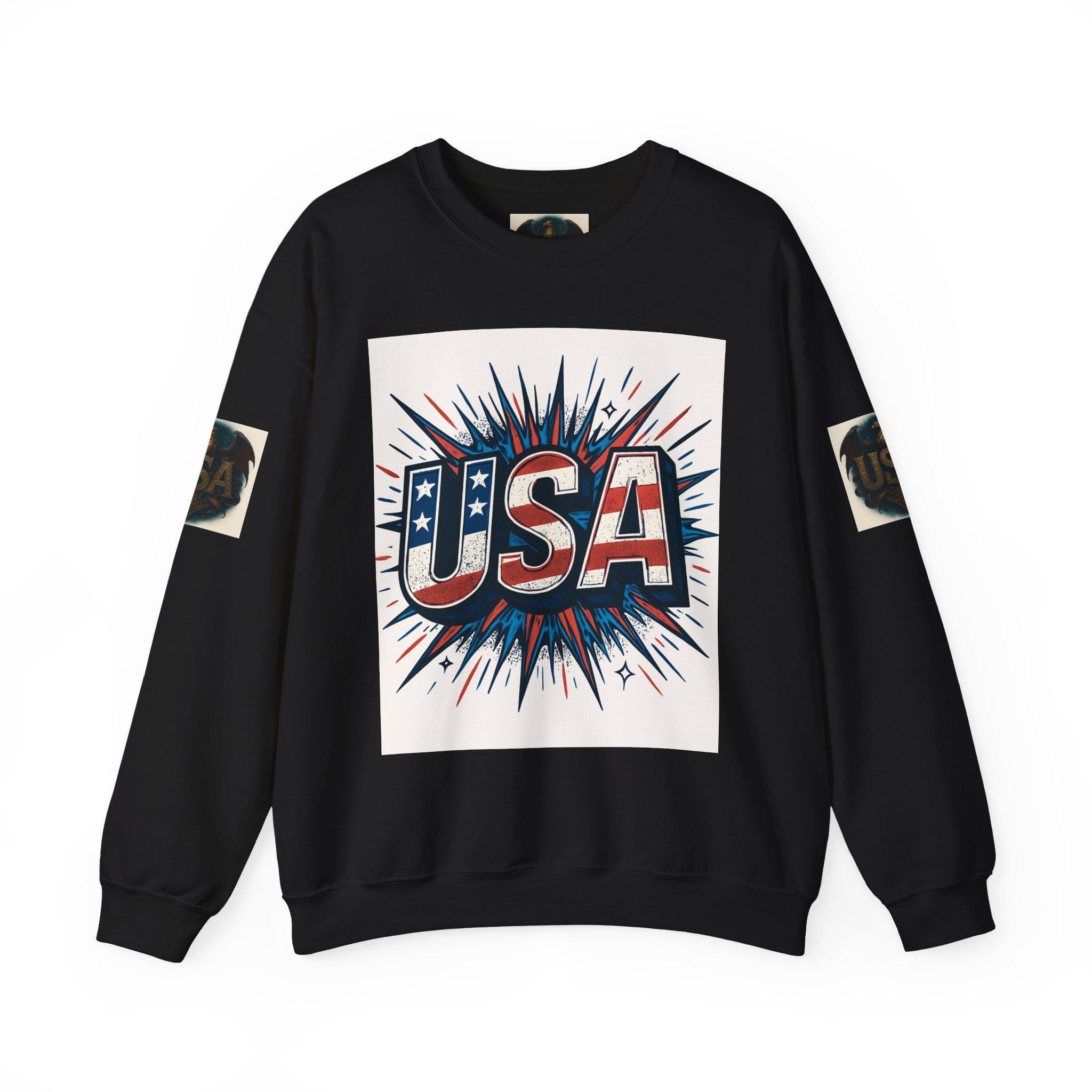 Patriotic Cartoon Sweatshirt for Kids and Adults | USA Crewneck, Perfect for 4th of July & Memorial Day, Trendy Fashion, Gift Idea