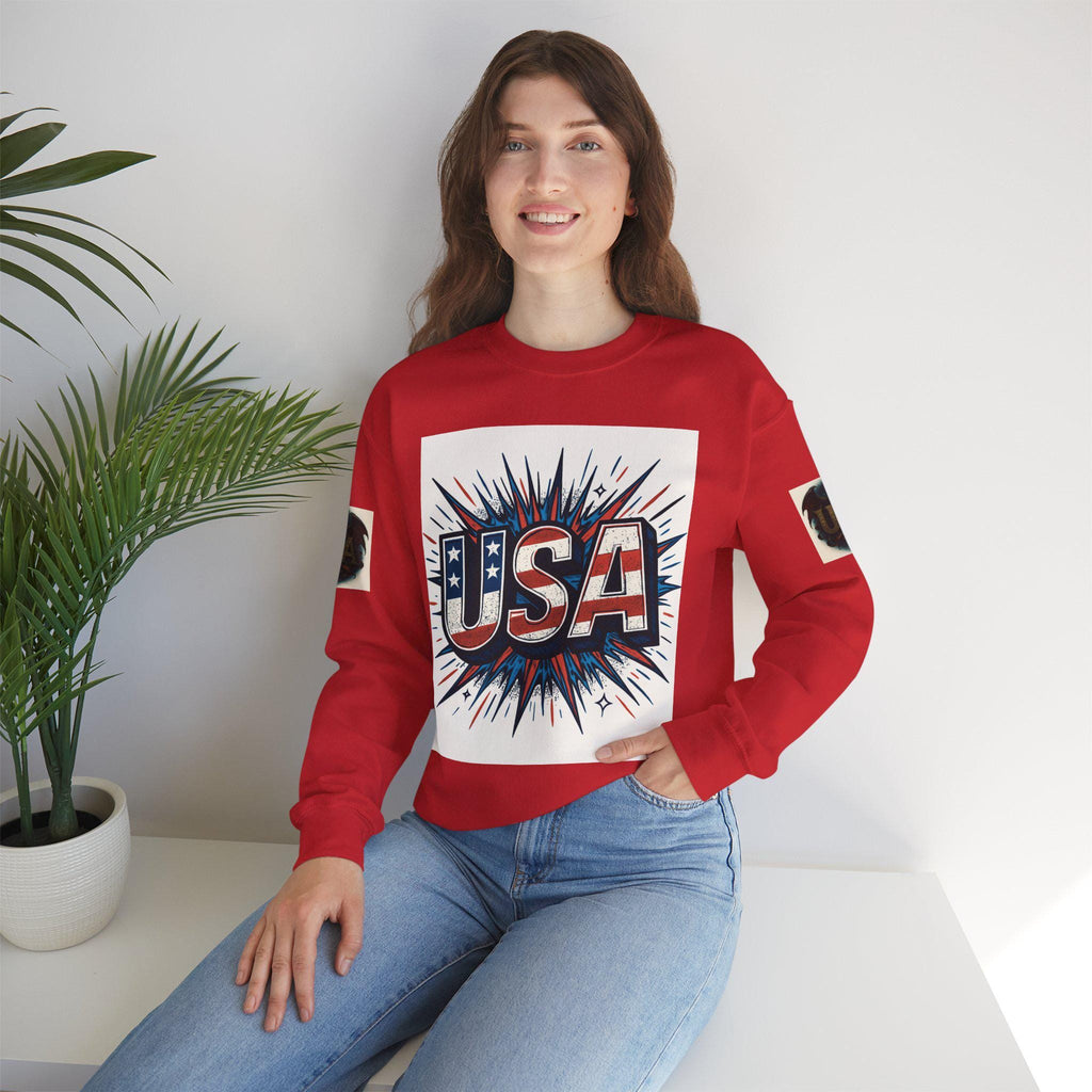 Patriotic Cartoon Sweatshirt for Kids and Adults | USA Crewneck, Perfect for 4th of July & Memorial Day, Trendy Fashion, Gift Idea